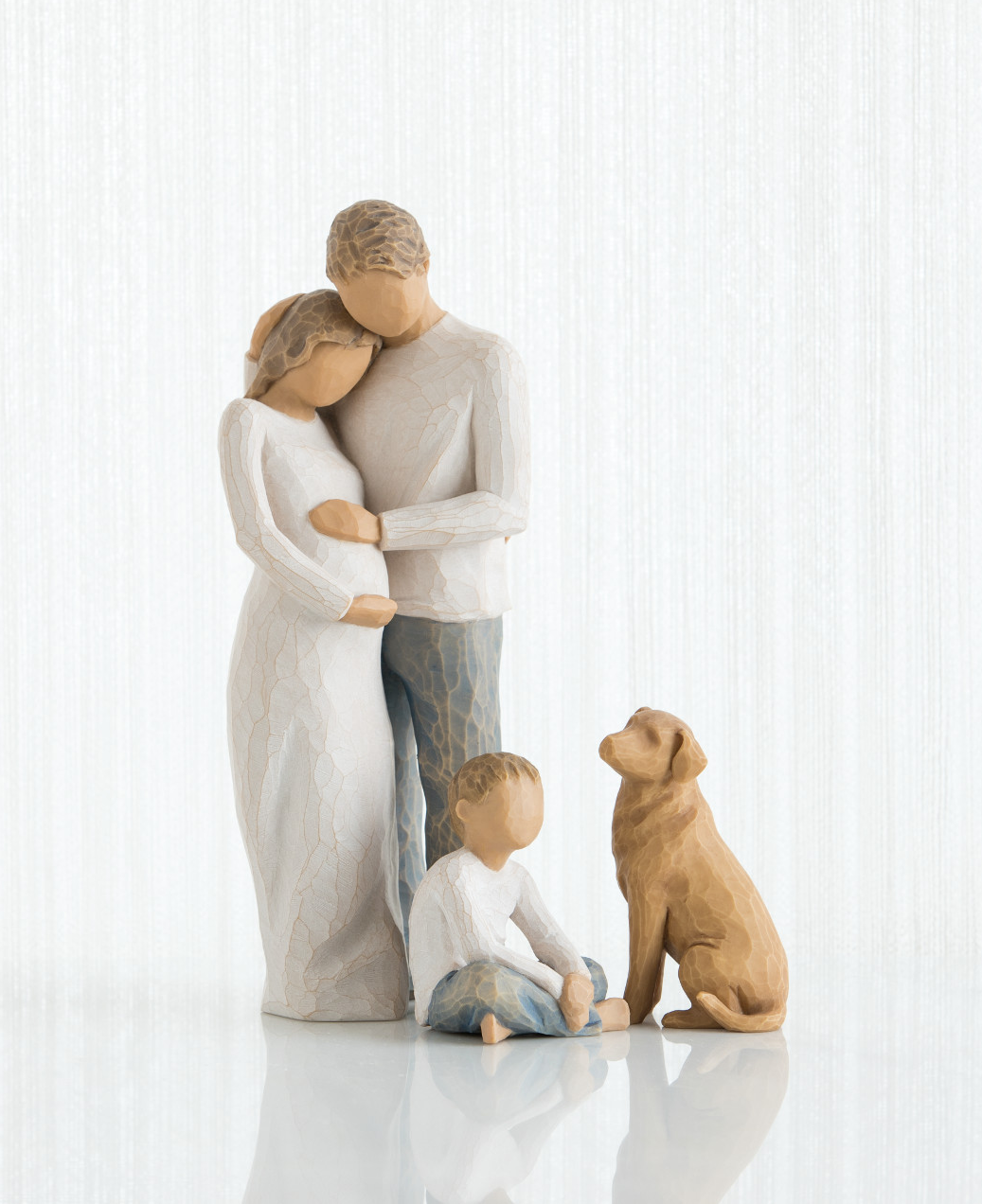 3tlg. SET- Familiengruppe – „Vater Mutter Schwanger Kind und Hund“ Willow Tree Figur