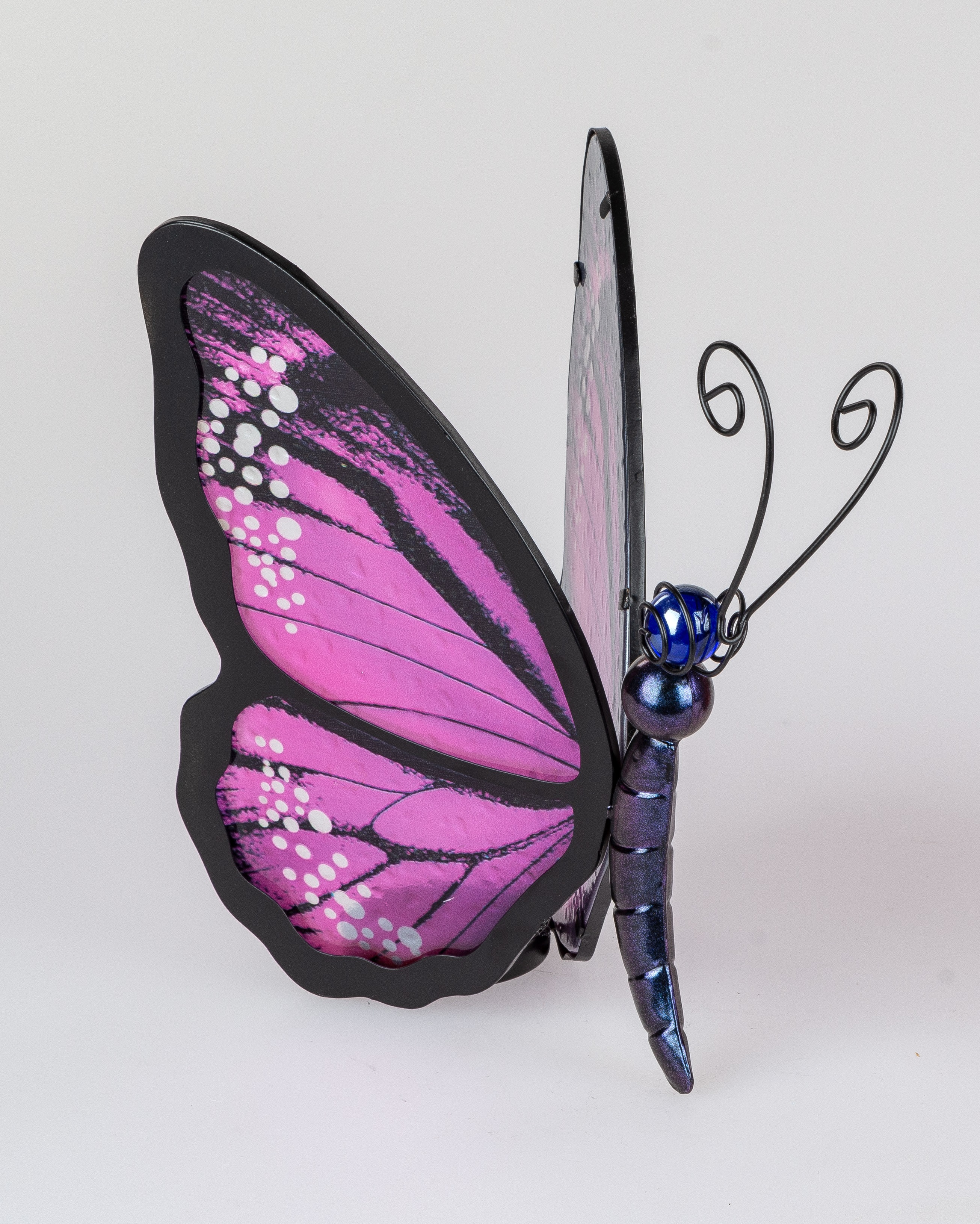 Teelichthalter Windlicht Schmetterling LILA Metall-Acryl 24 cm Garten formano