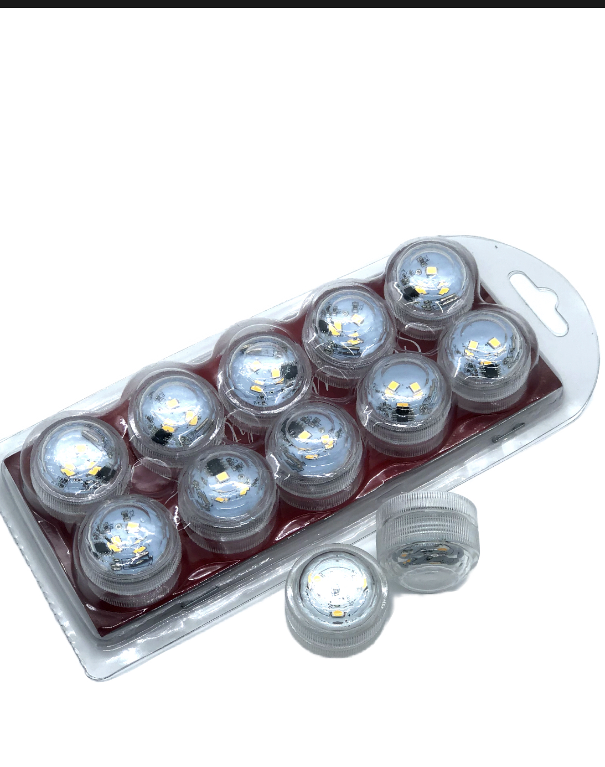 10-Set LED-Stimmungslichter Ø 3cm wasserdicht 10 Stück Inkl. Batterien Rund Warm-Weiß Formano