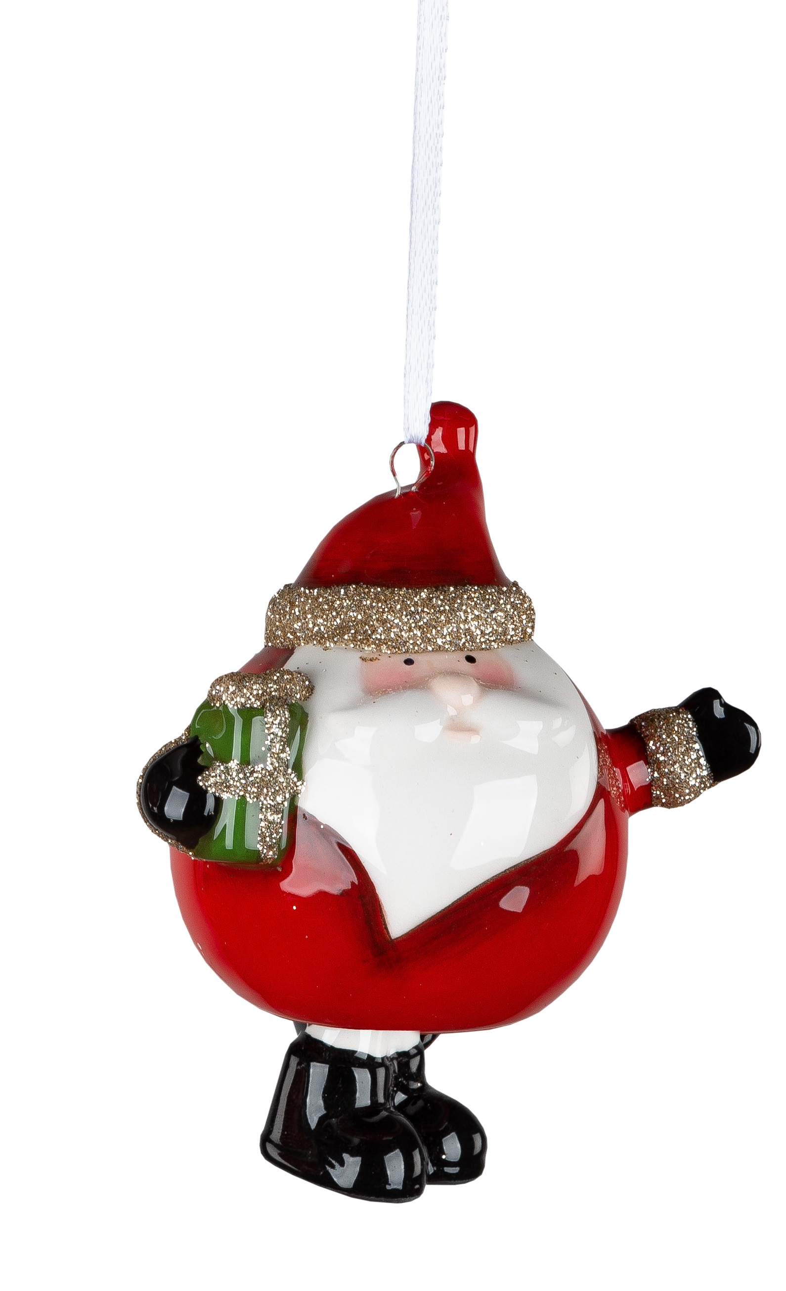 Deko Hänger Glocke Weihnachtsmann 9cm Variante 2  mit Glitter Winterzeit Formano