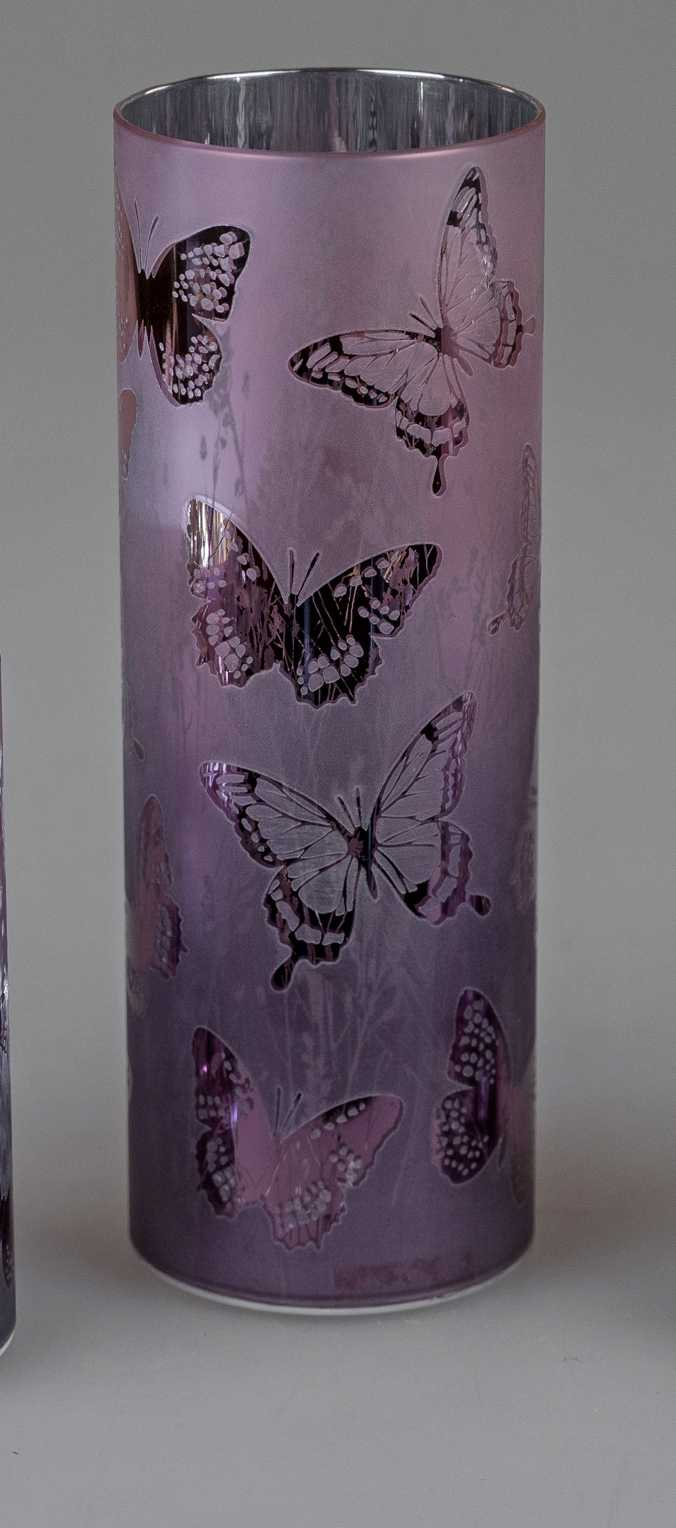 LED-Deko Licht, Tischlampe Schmetterlinge H. 25cm lila silber mit Timer Formano