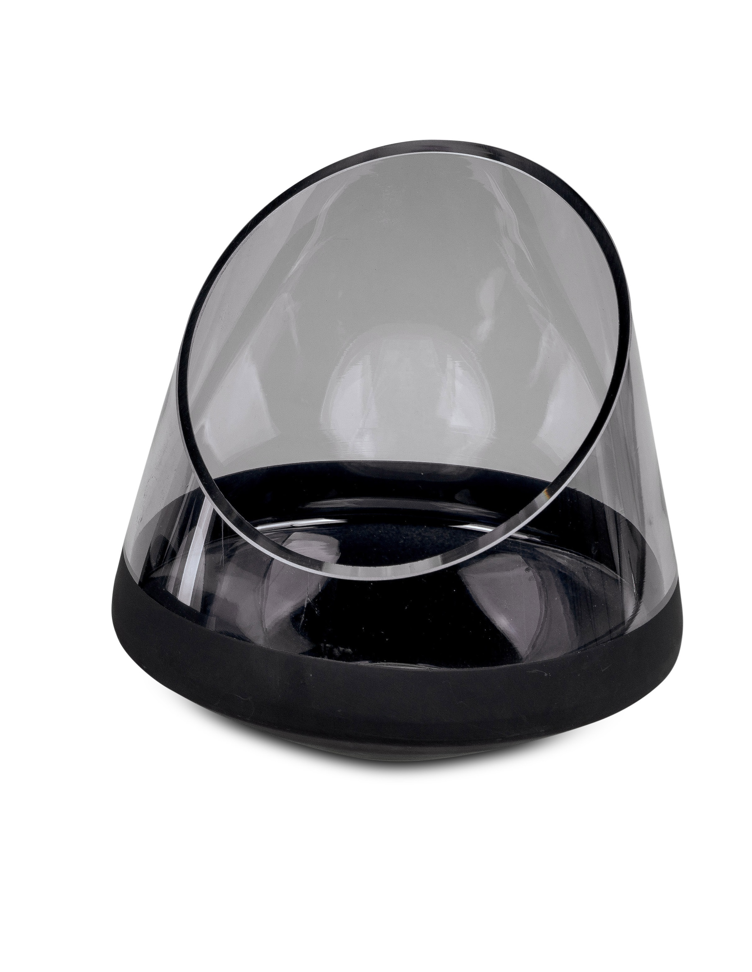 Windlicht Kerzenhalter BLACK METALLIC schräger Rand H. 17cm aus Glas Formano S23