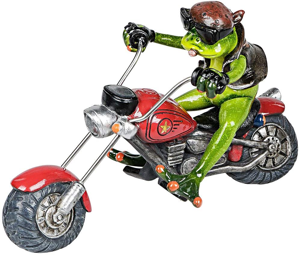 Deko-Figur Frosch "Bicker" auf Motorrad rot 21cm Froschhausen Formano