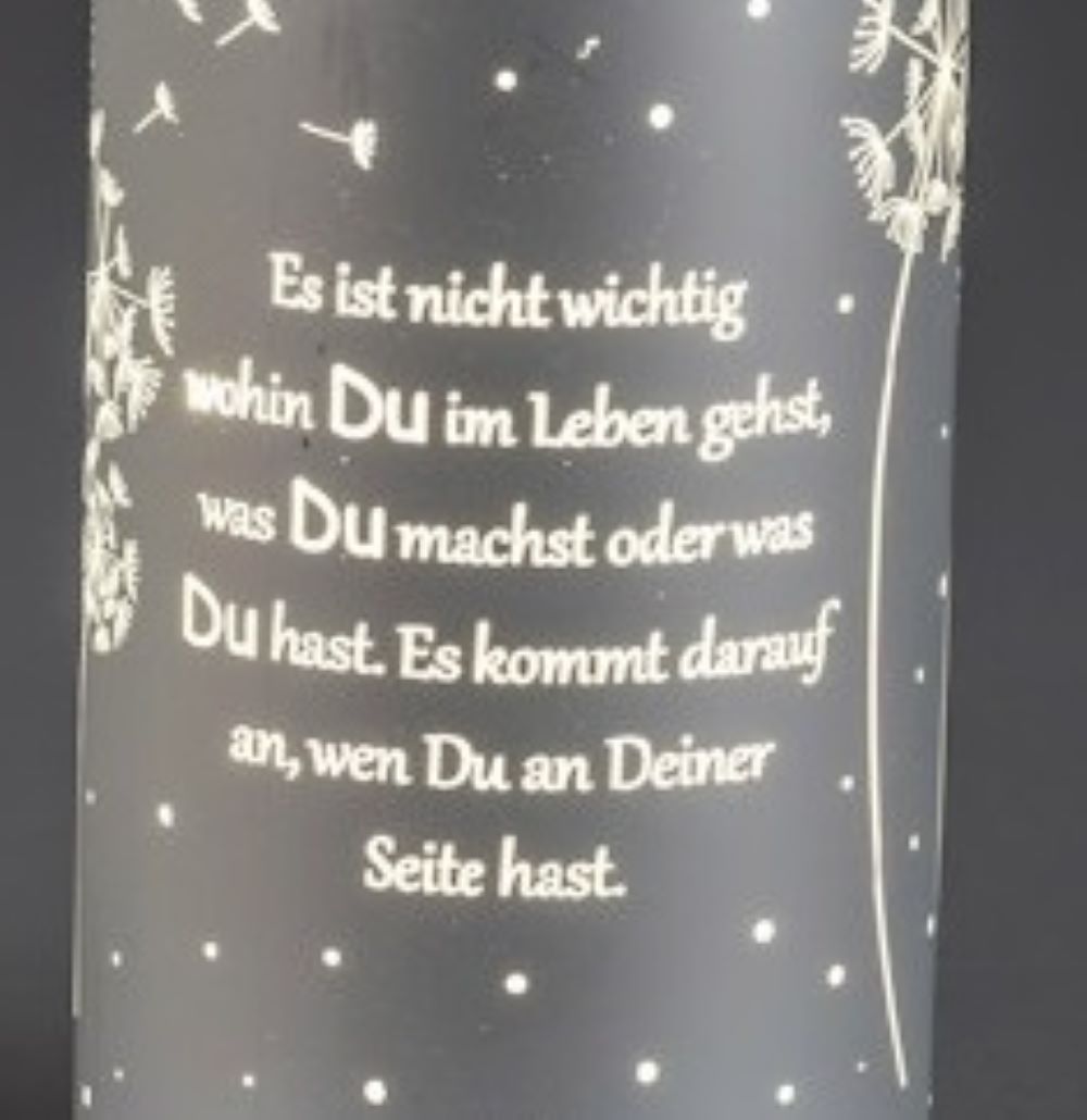 LED Dekolicht 9x15 cm aus Glas mit Spruch LED fest integriert Warmweiß Formano