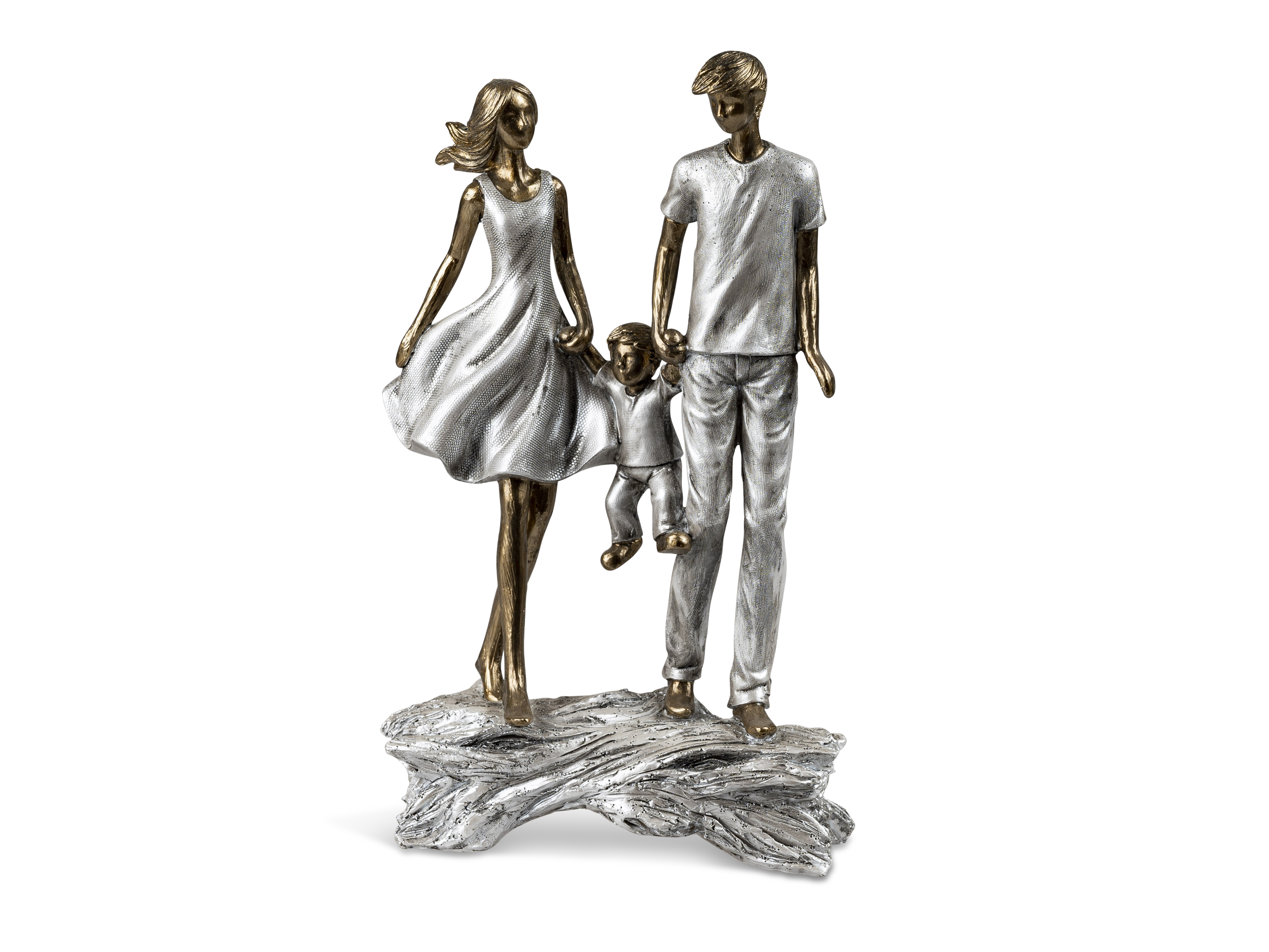 Dekofigur "Familie" mit Baby H. 28cm Gold-Metallic aus Kunststein Formano 