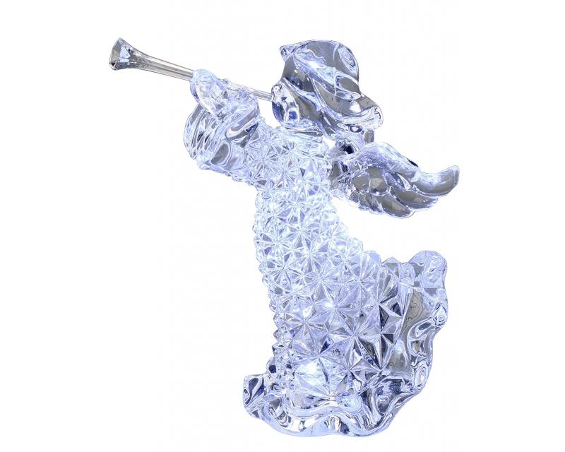LED Weihnachtsengel Deko Figur mit Flöte aus Acryl Diamant stehend H.16cm Formano