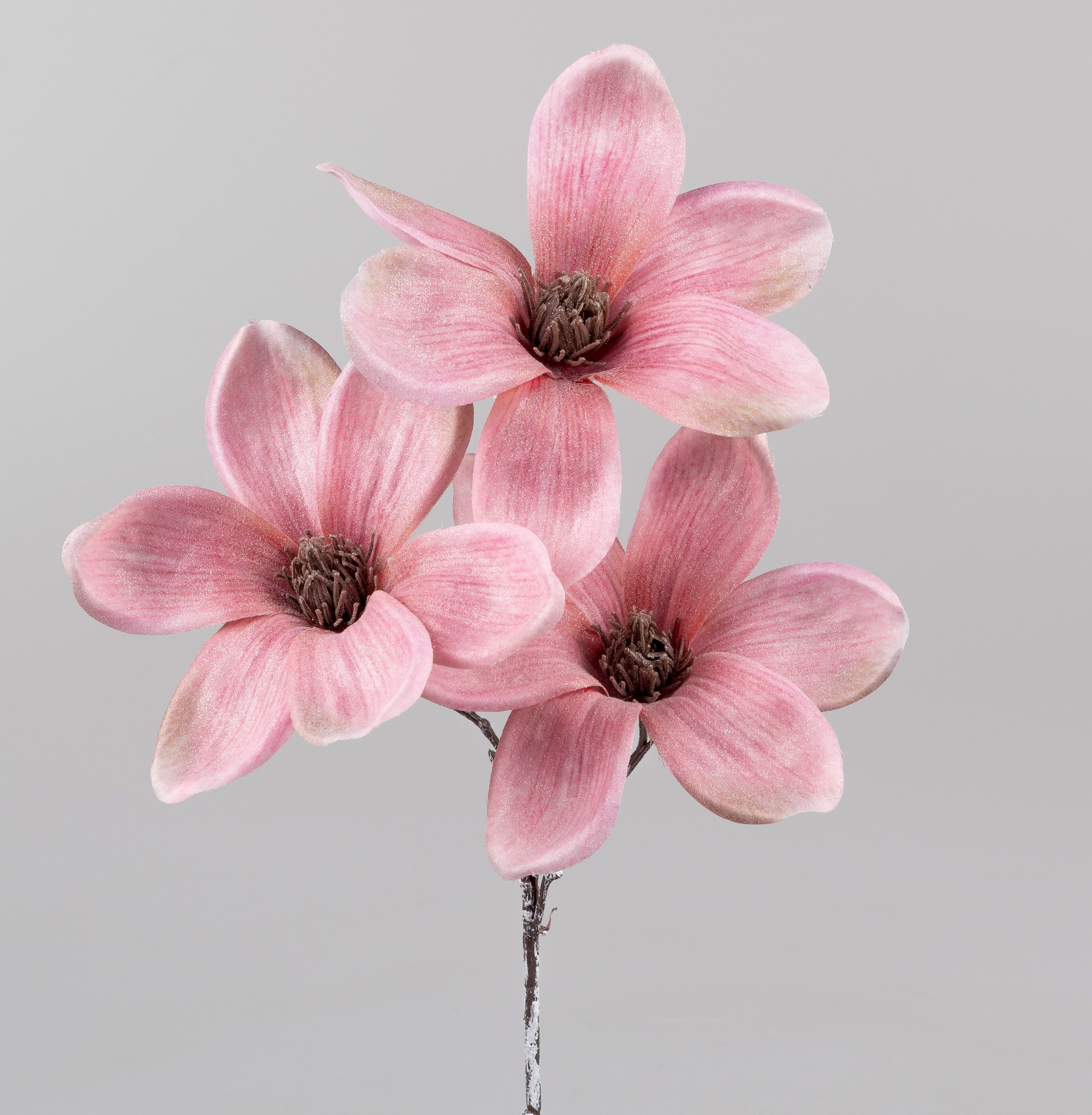 Kunstblume Magnolie geeist mit drei Blüten Höhe 44cm Kunstpflanze Formano