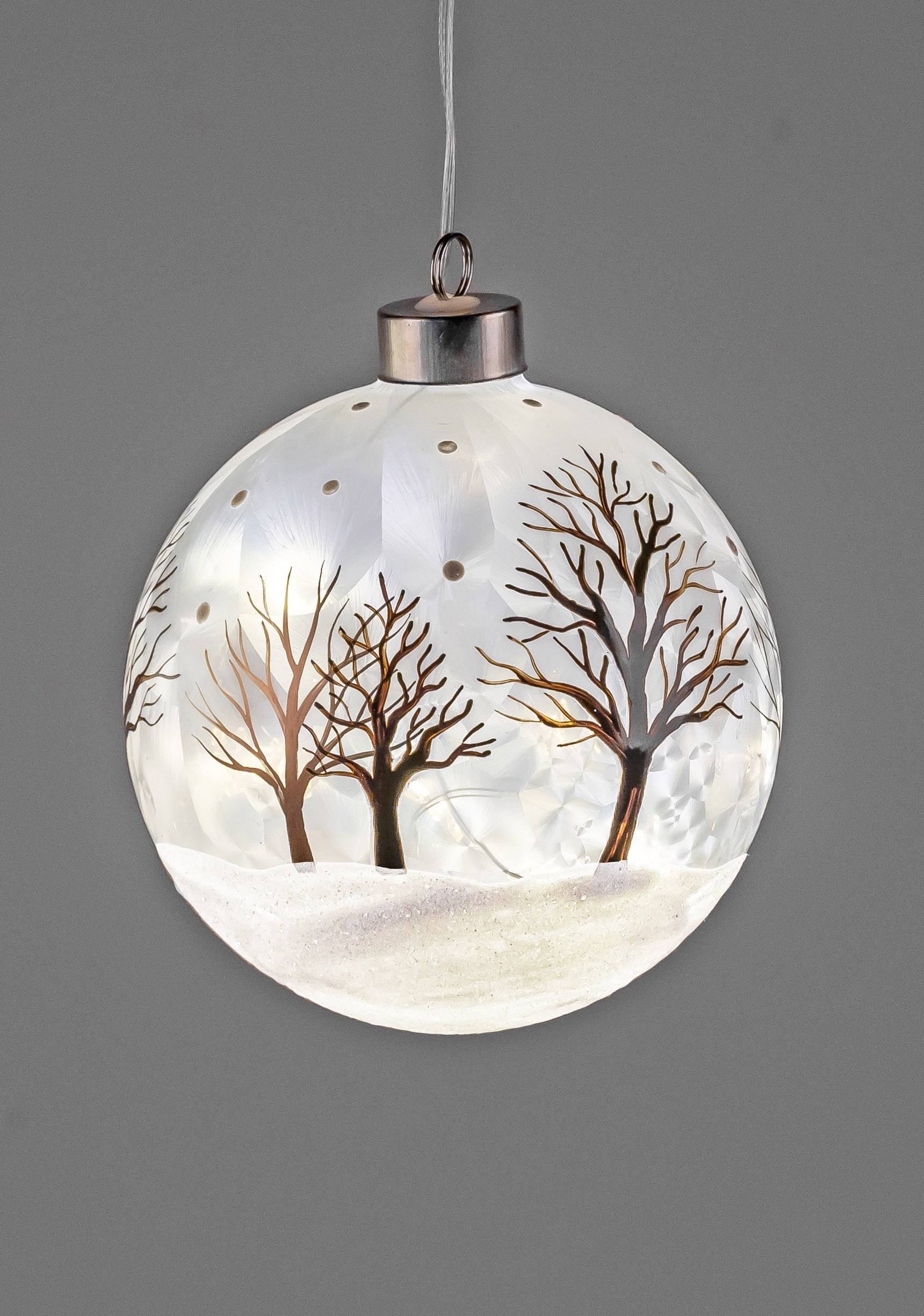 LED-Deko Kugel zum Aufhängen Winterzeit Ø 12cm Glas mit Timer Winterzeit formano W24