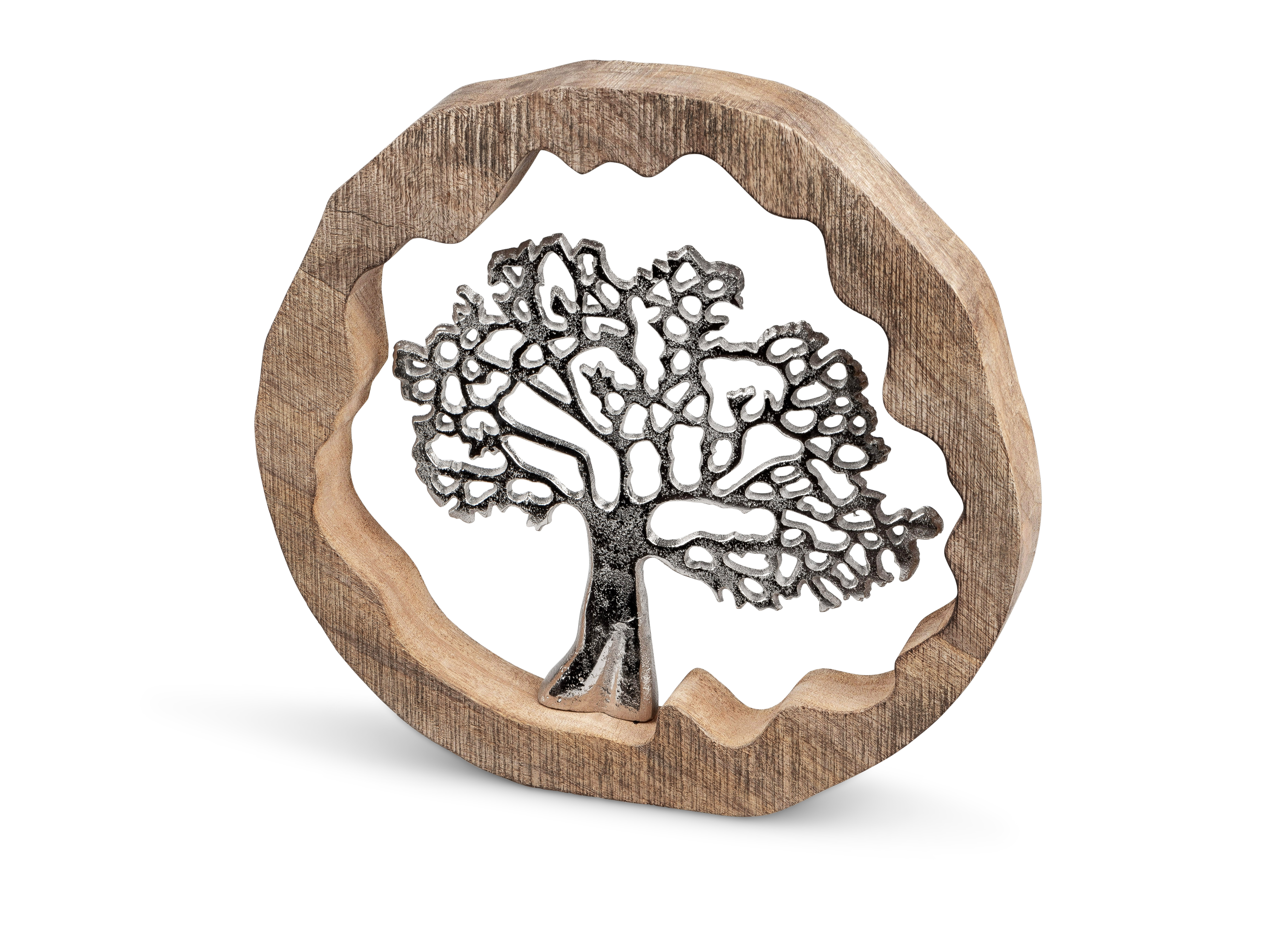 Deko Objekt Lebensbaum aus Alu Mango Holz Aufsteller 30 cm Tischdeko Formano