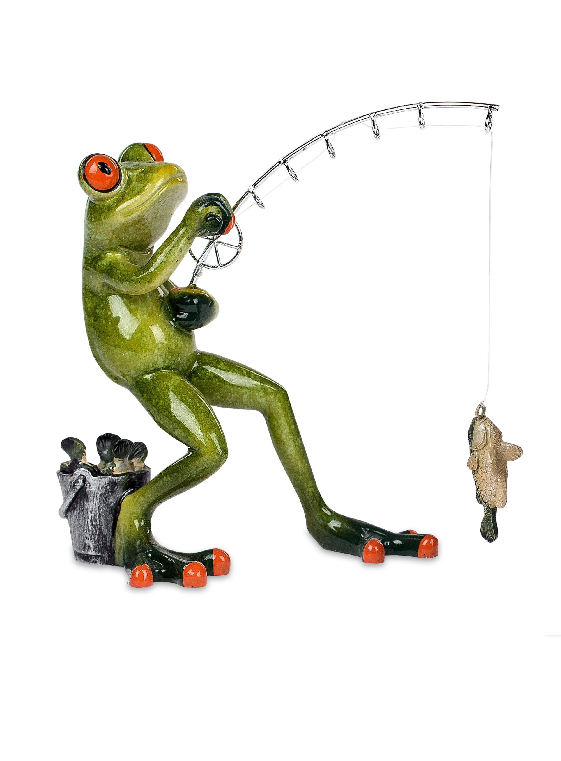 Deko-Figur Frosch Angler stehend 18cm witzige Dekofigur Formano