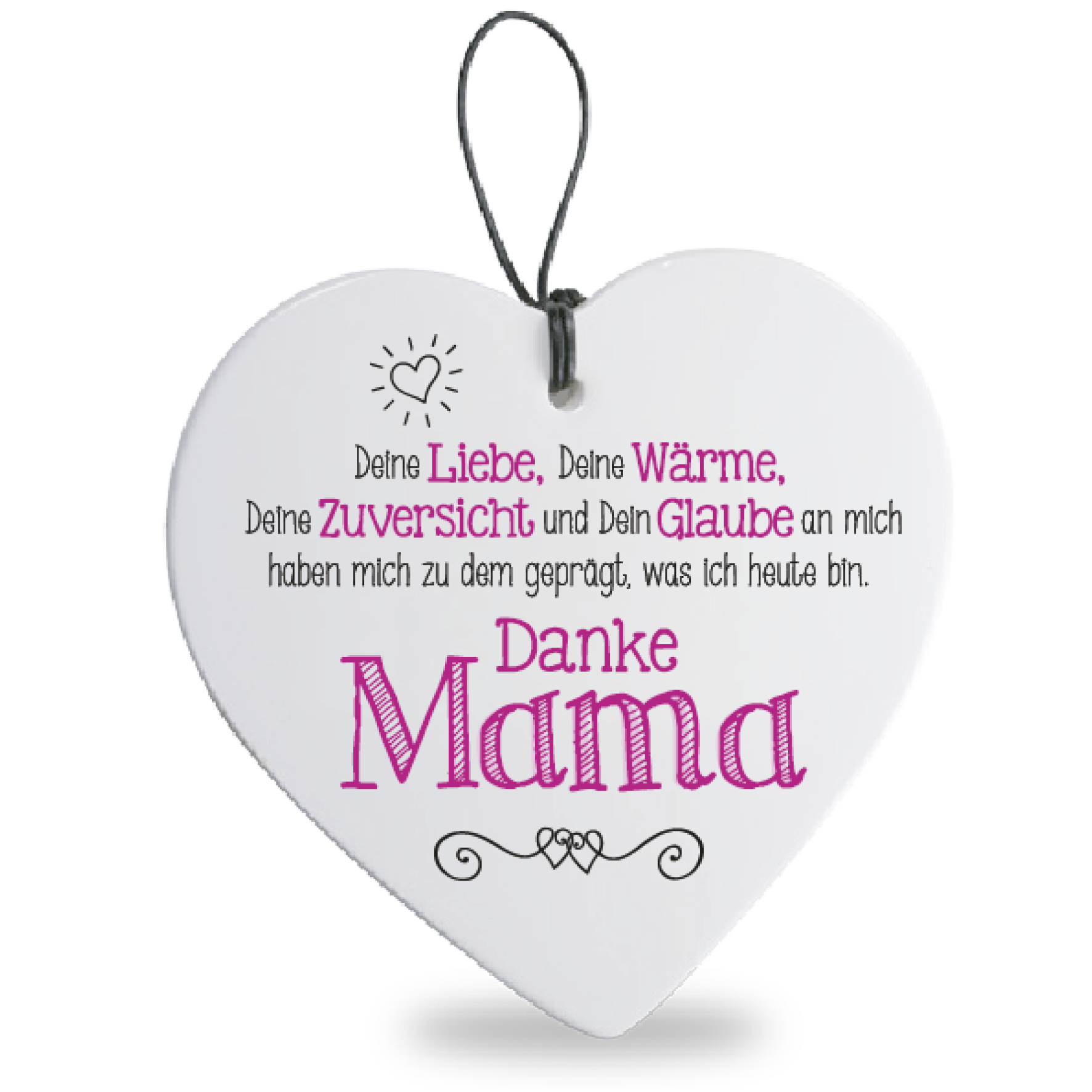 Dekoratives Herz mit Spruch "danke Mama" 15x15 cm Hänger zum Verschenken FORMANO