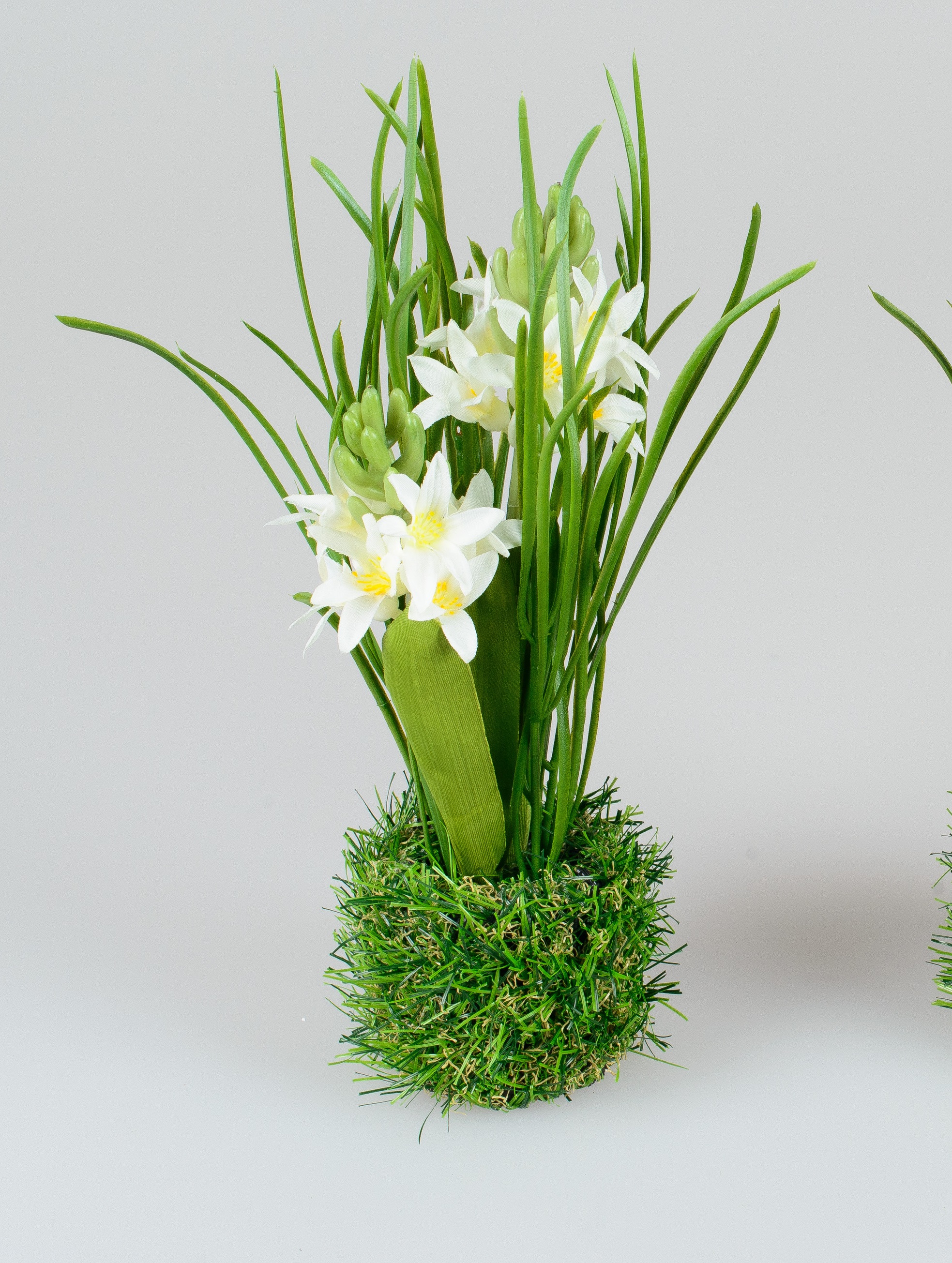 Hyazinthen auf Grassockel weiß 25cm Tischdeko Kunstblumen Deko-Pflanze formano F24