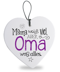 Herz mit Spruch 15x15 cm "Oma" Hänger aus glasierter Keramik FORMANO