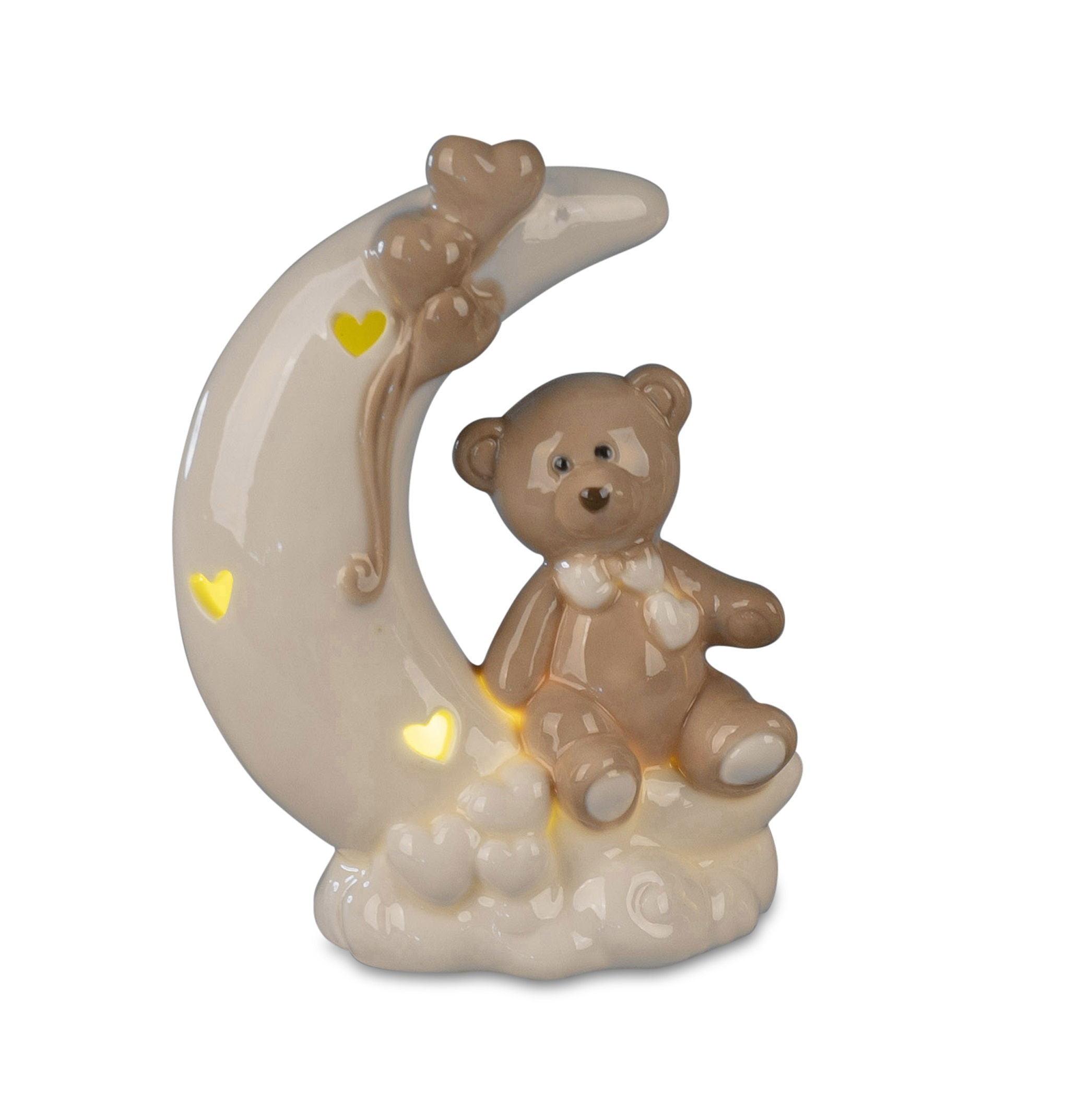 LED Dekoobjekt Teddybär im Mond  + Timer  11,5cm Formano