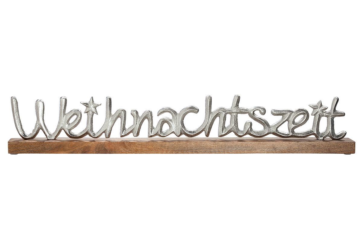 Deko Schriftzug „WEIHNACHTSZEIT“ aus Alu-Mangoholz Winterzeit GILDE