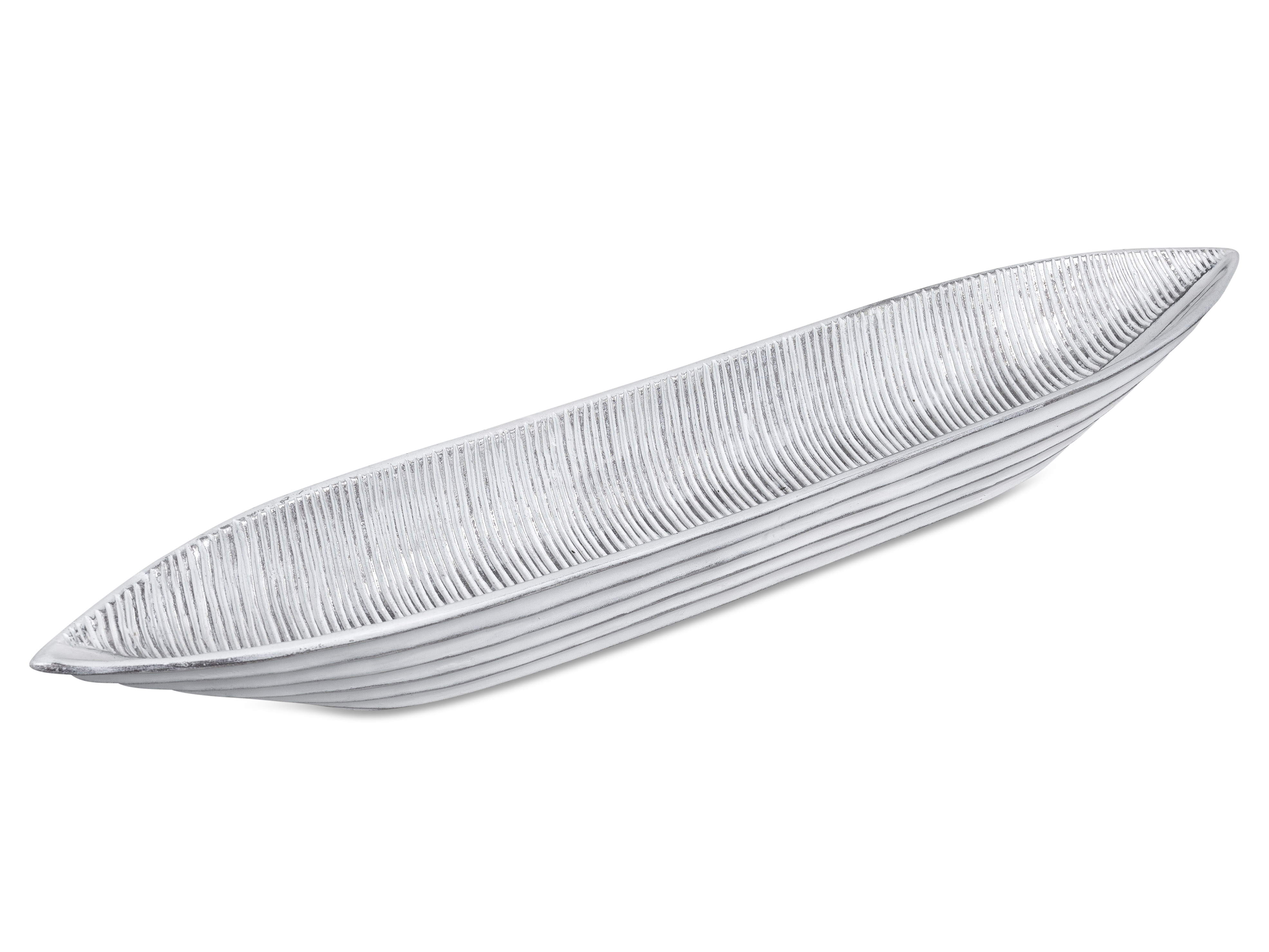 Deko-Schale Länge 62 cm in weiß-silber massiv Schale Tischdeko formano