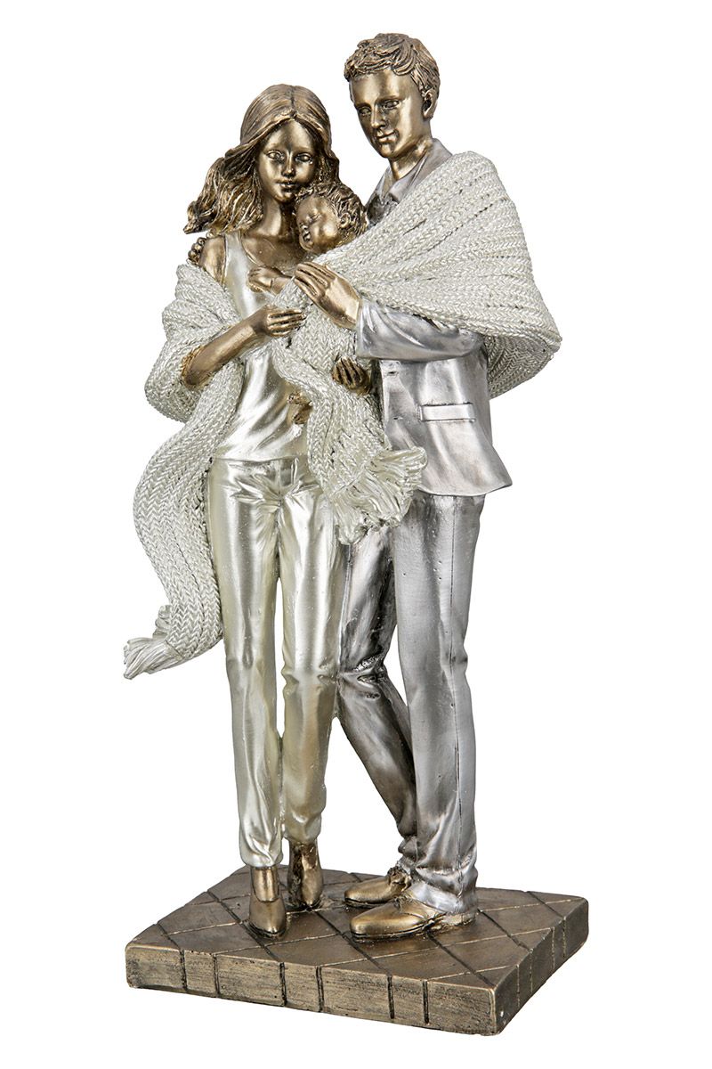 Deko Figur Skulptur „Familienglück“ aus Poly auf Sockel H.26,5cm Gilde