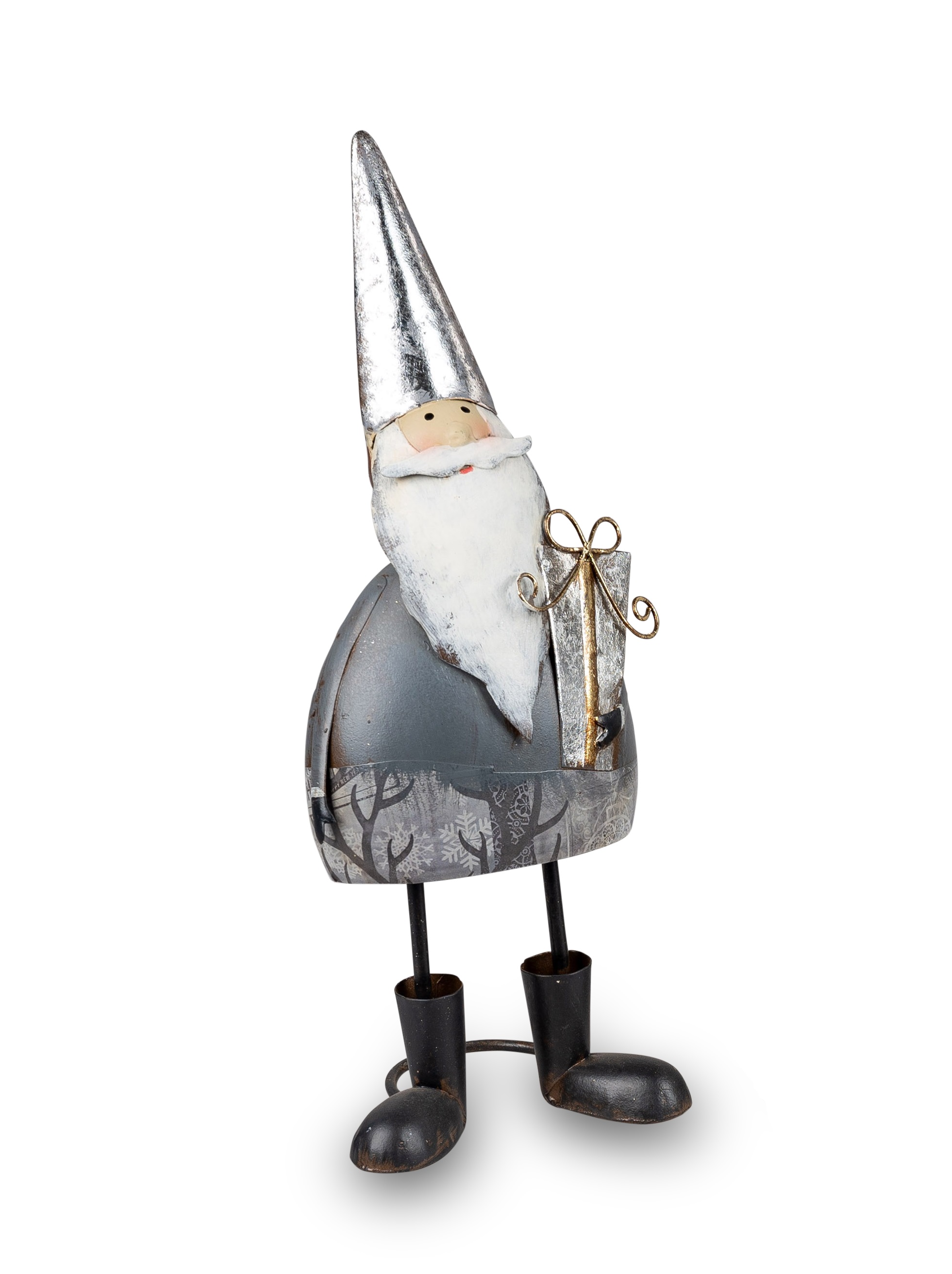 Deko Figur Santa 30cm m. Geschenk aus Metall Winterzeit formano