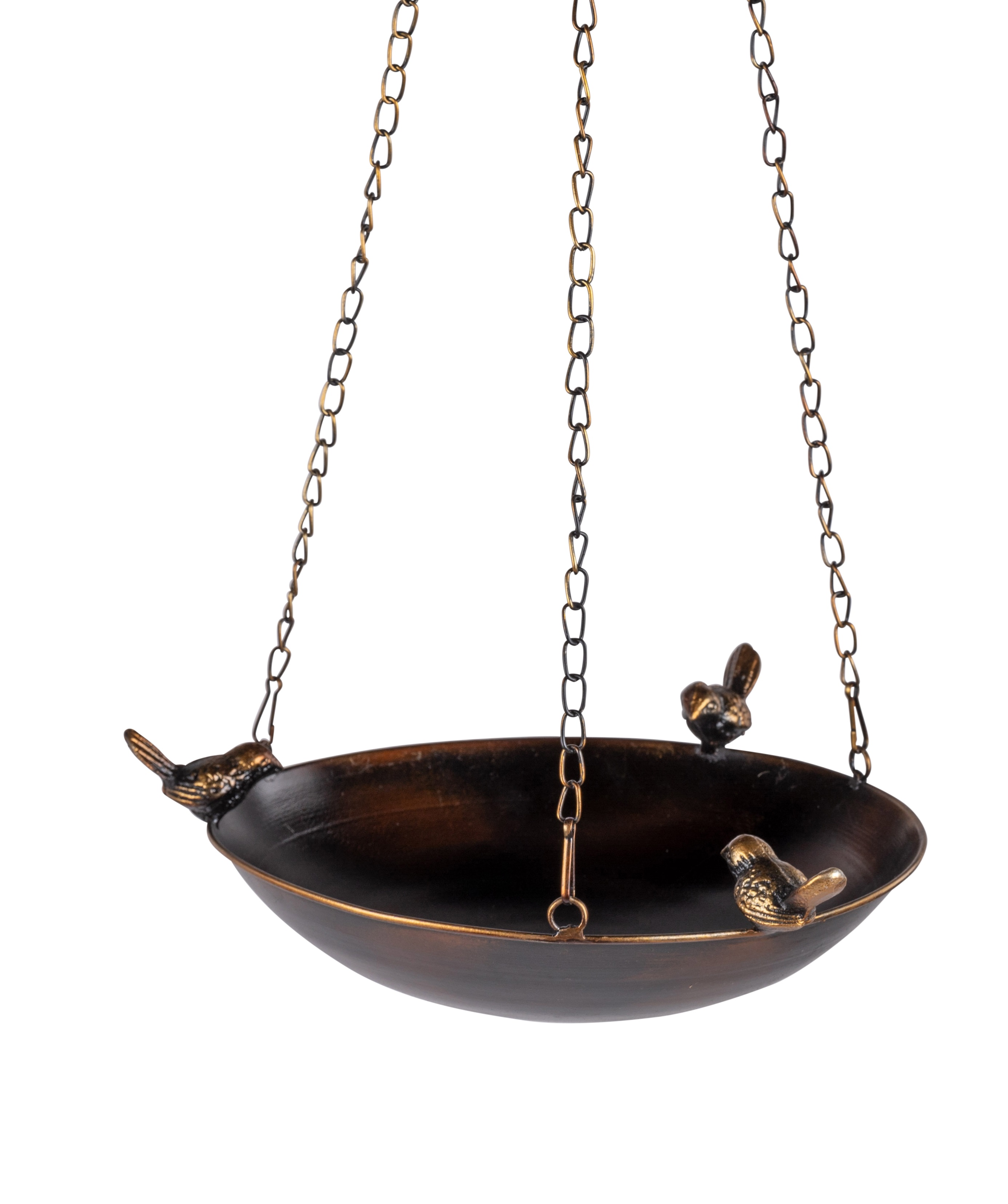 Vogeltränke L.70cm zum aufhängen antik braun gold  aus Metall Gartendeko Formano