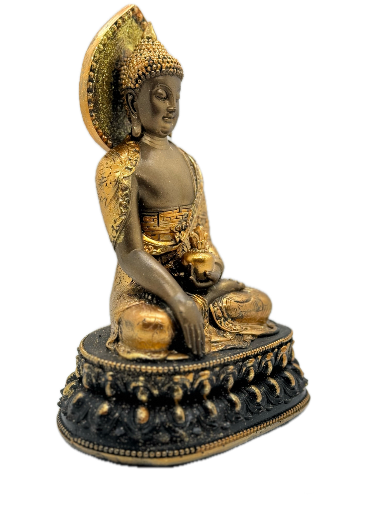 Dekofigur Skulptur Buddha H. 21,5cm Klassik-Gold mit Glitterformano 