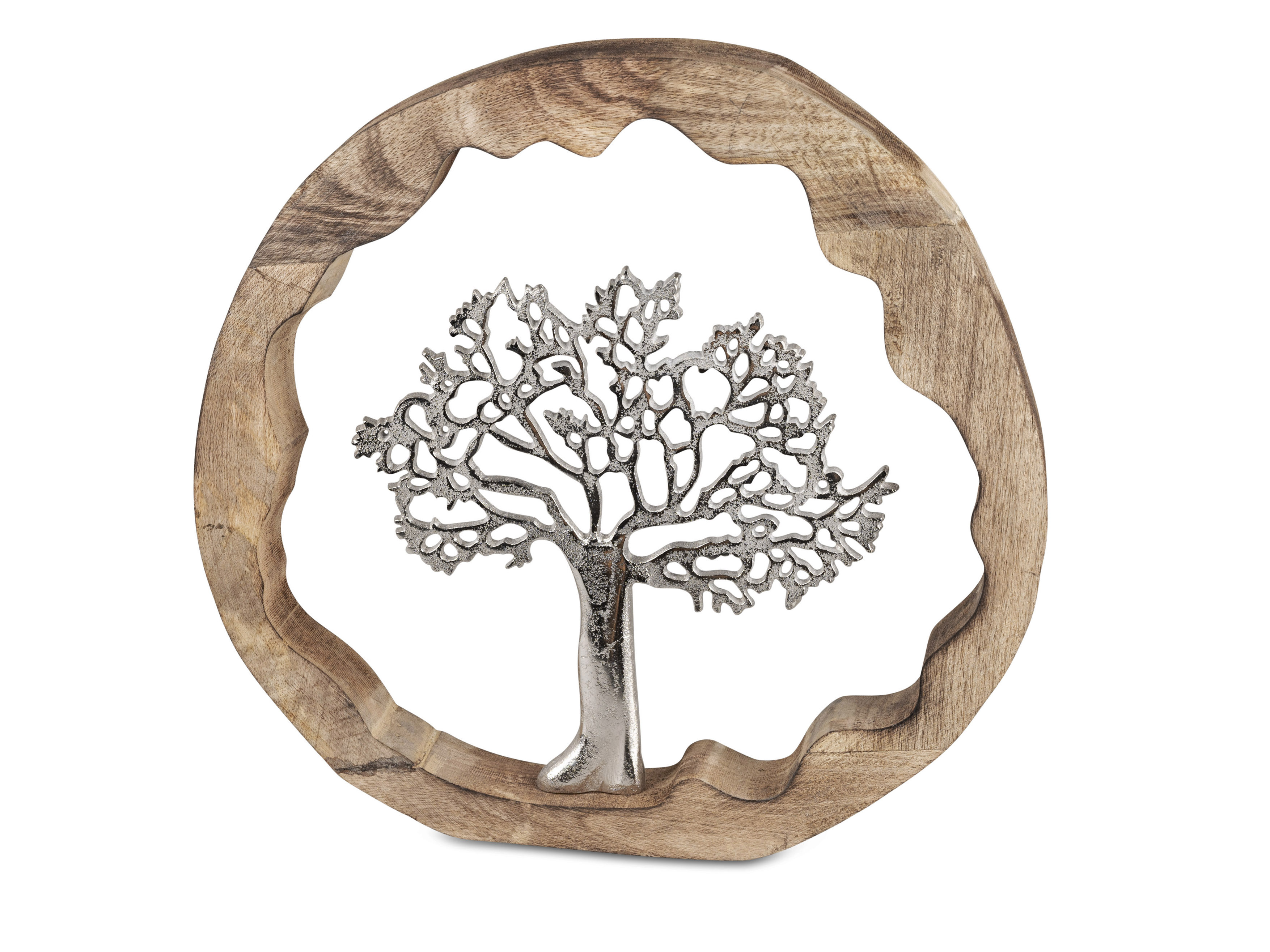Deko Objekt Lebensbaum aus Alu Mango Holz Aufsteller 40 cm Tischdeko Formano