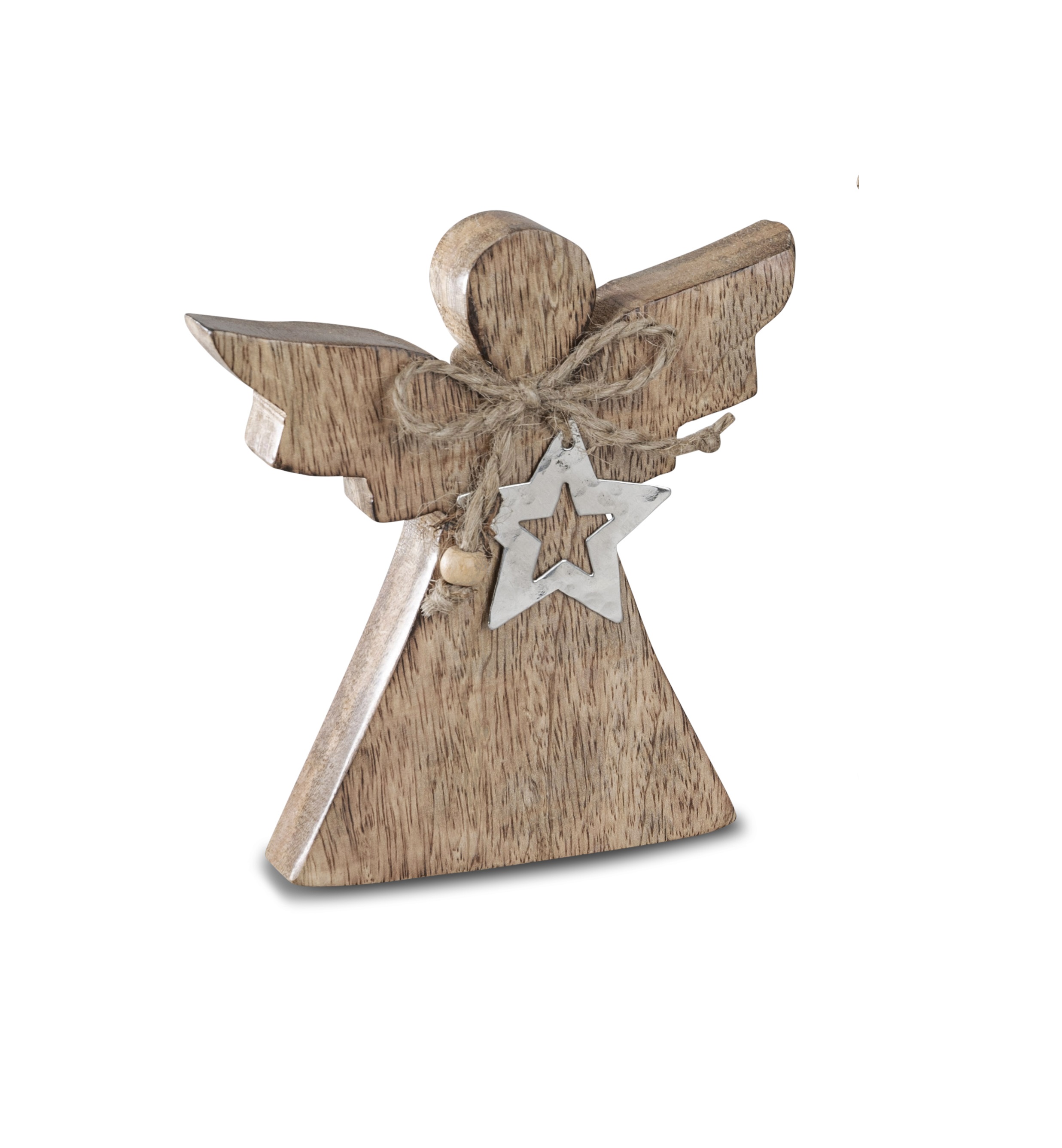 Deko- Engel 12 cm aus Mango-Holz mit Stern Winterzeit formano W24