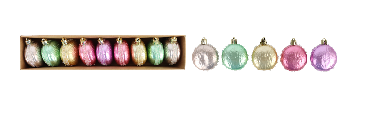 9 tgl. SET Hänger Zierhängern "Macaron" 5,5x5cm sort. Weihnachtsbaumschmuck Winterzeit Baumschmuck HOFF