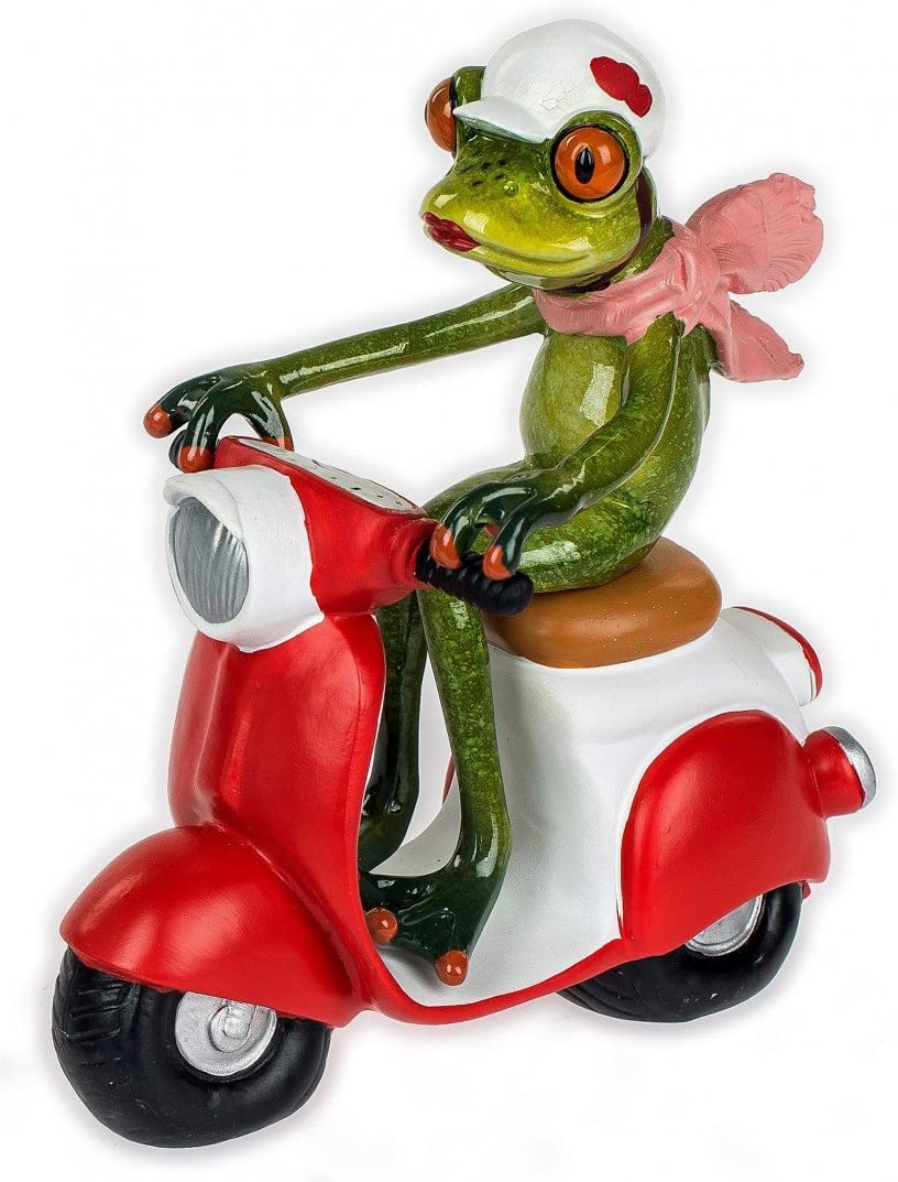 Frosch auf Roller Rot 15x16cm witzige Dekofiguren Froschhausen Formano