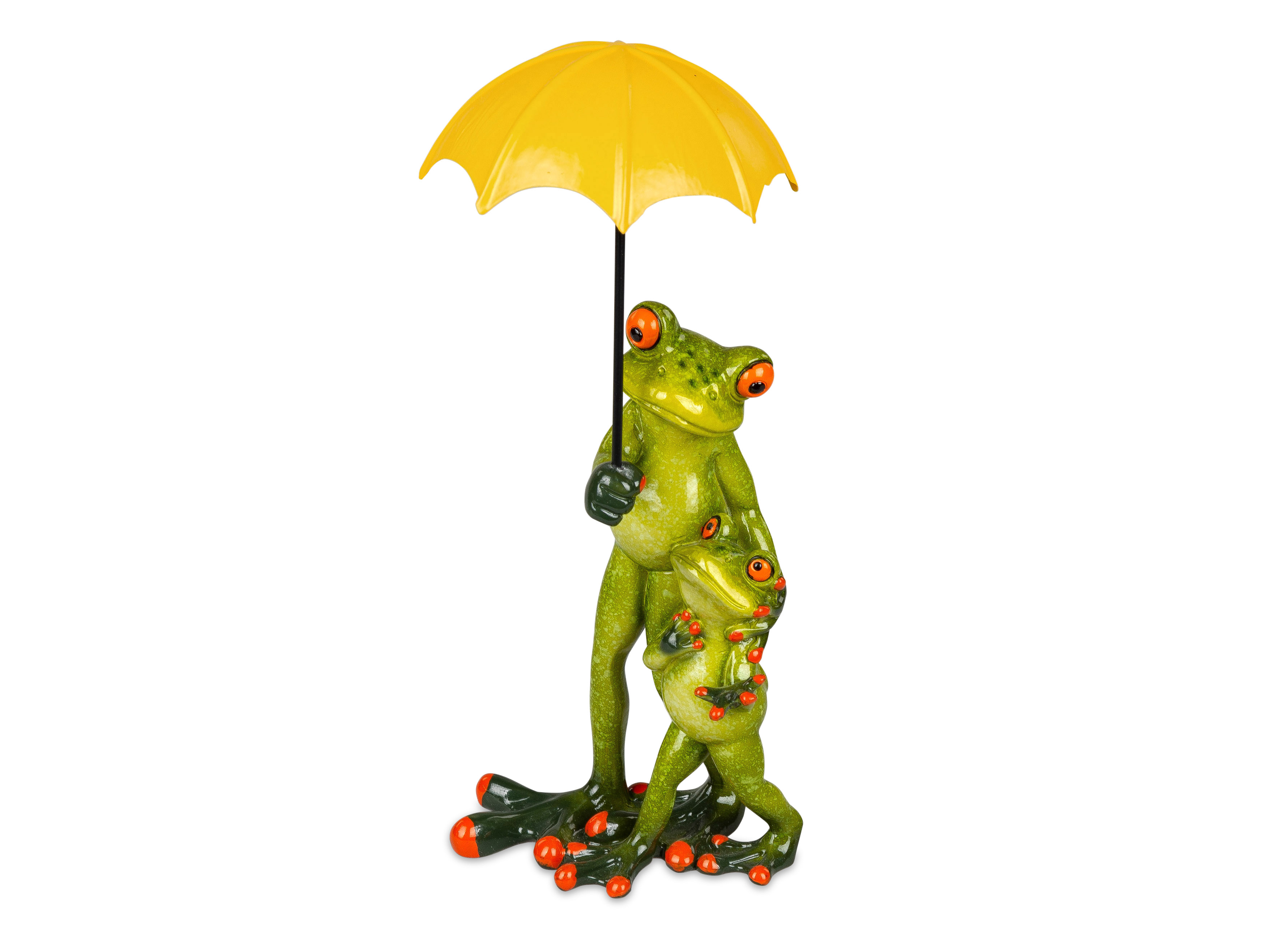 Dekofigur Frosch + Kind mit Schirm H.17 cm Formano