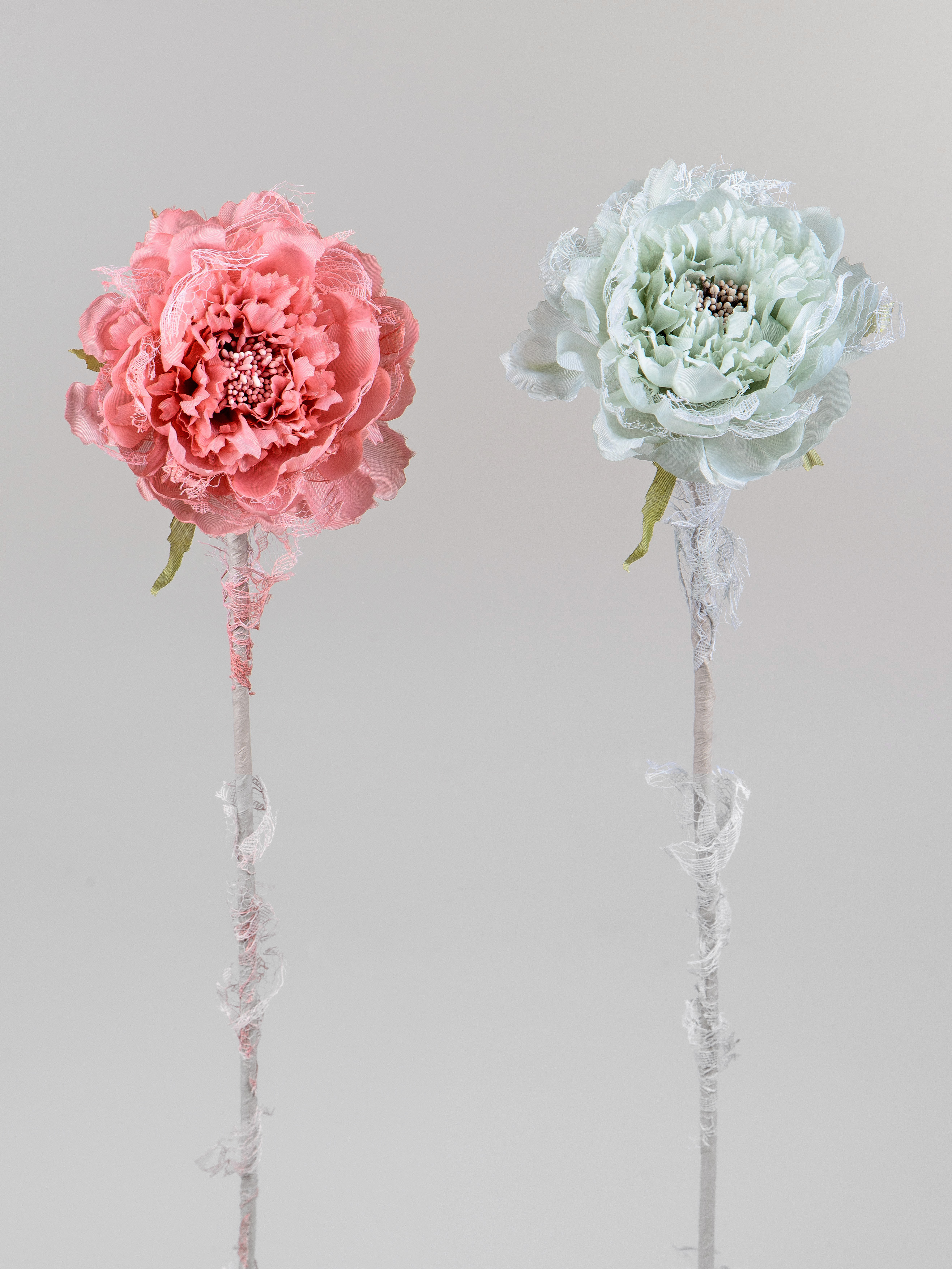 Deko Textil-Blume Dahlie rosa + aqua sort. 64cm Kunstblumen Formano 