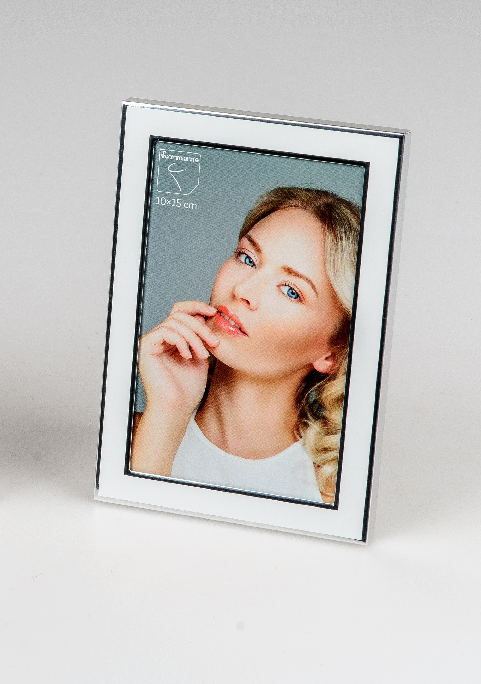 Fotorahmen 10x15 Alu silber-weiß Bilderrahmen    Formano