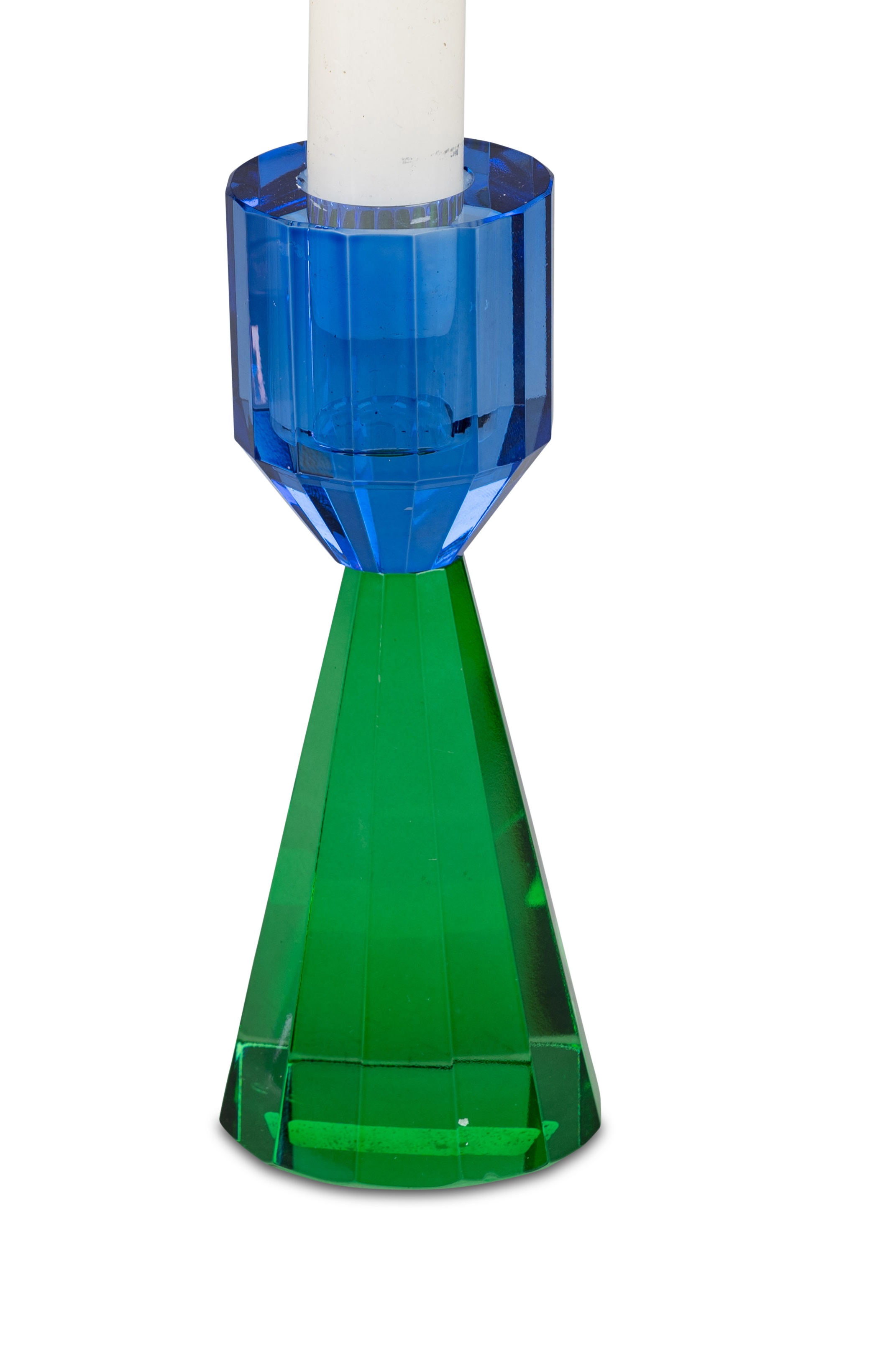 Deko Kerzenleuchter Kristallglas H. 16cm blau-grün Kerzenhalter für Stabkerzen formano
