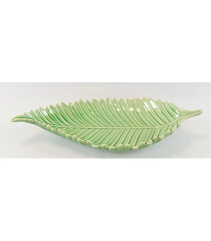 Grüne Blattschale „FOLIAGE" L. 43cm aus KERAMIK vielseitig einsetzbar Teller Geschirr HOFF-Interieur