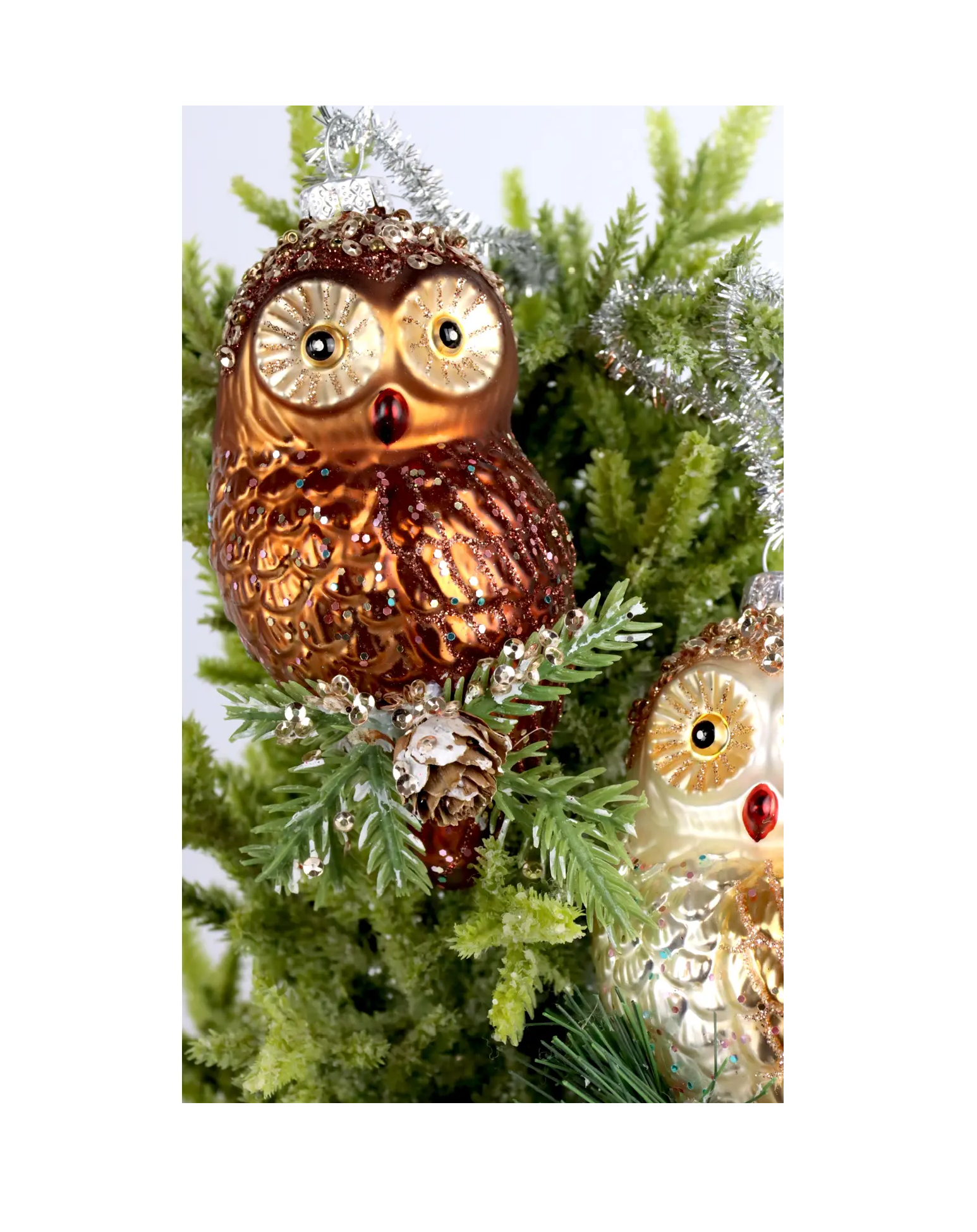 Glashänger „Eule" 11 cm sort.  Weihnachtsbaum-Schmuck Winterzeit HOFF W24