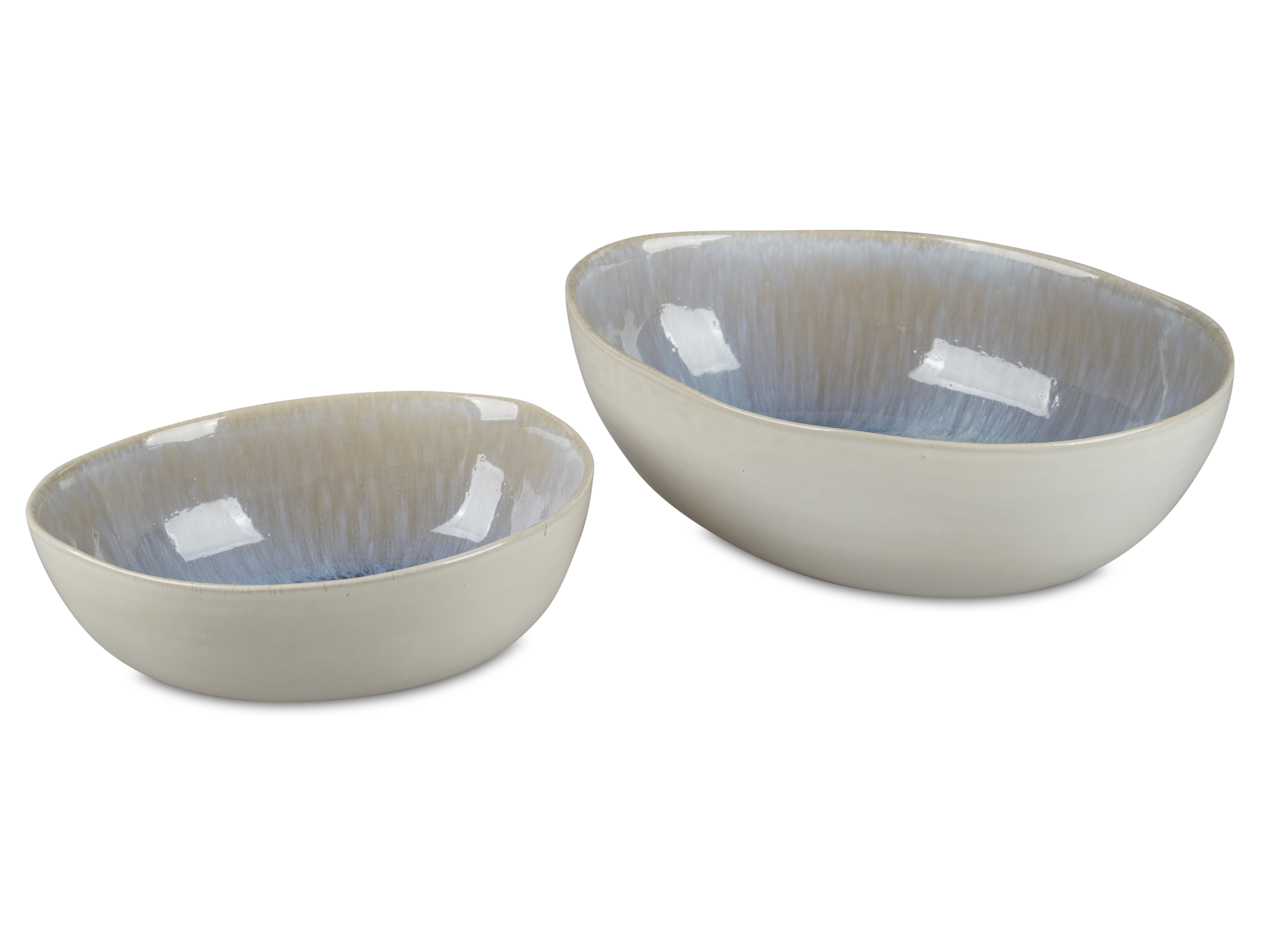 Schale OVAL L.23cm "Milano" Geschirr Steingut Organic - Creme-Blau Formano