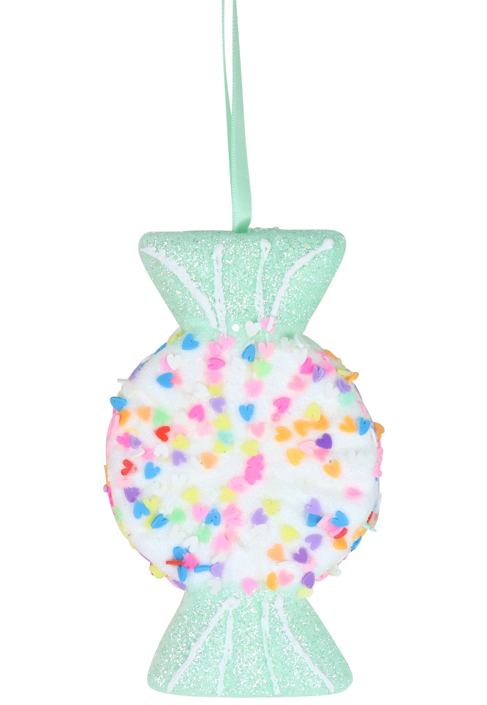 Hänger Deko-Bonbons „Jolly Xmas“ 15cm hellgrün Candy Farben Weihnachtsbaum-Deko Winterzeit HOFF W24 