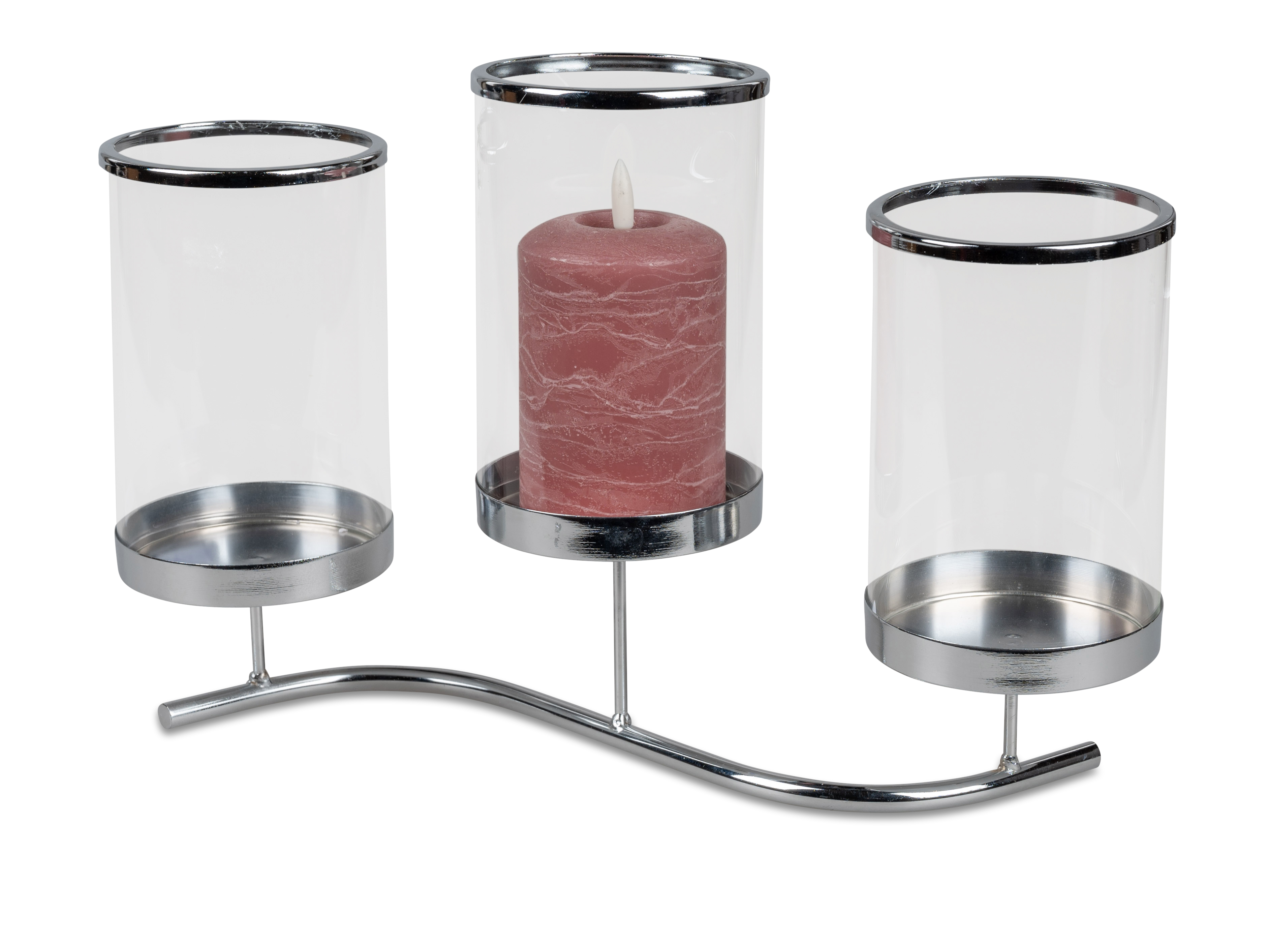 Kerzenhalter Wili 38x24 cm Tavalo Silber Kerzenleuchter, Windlicht Stahl Formano S23