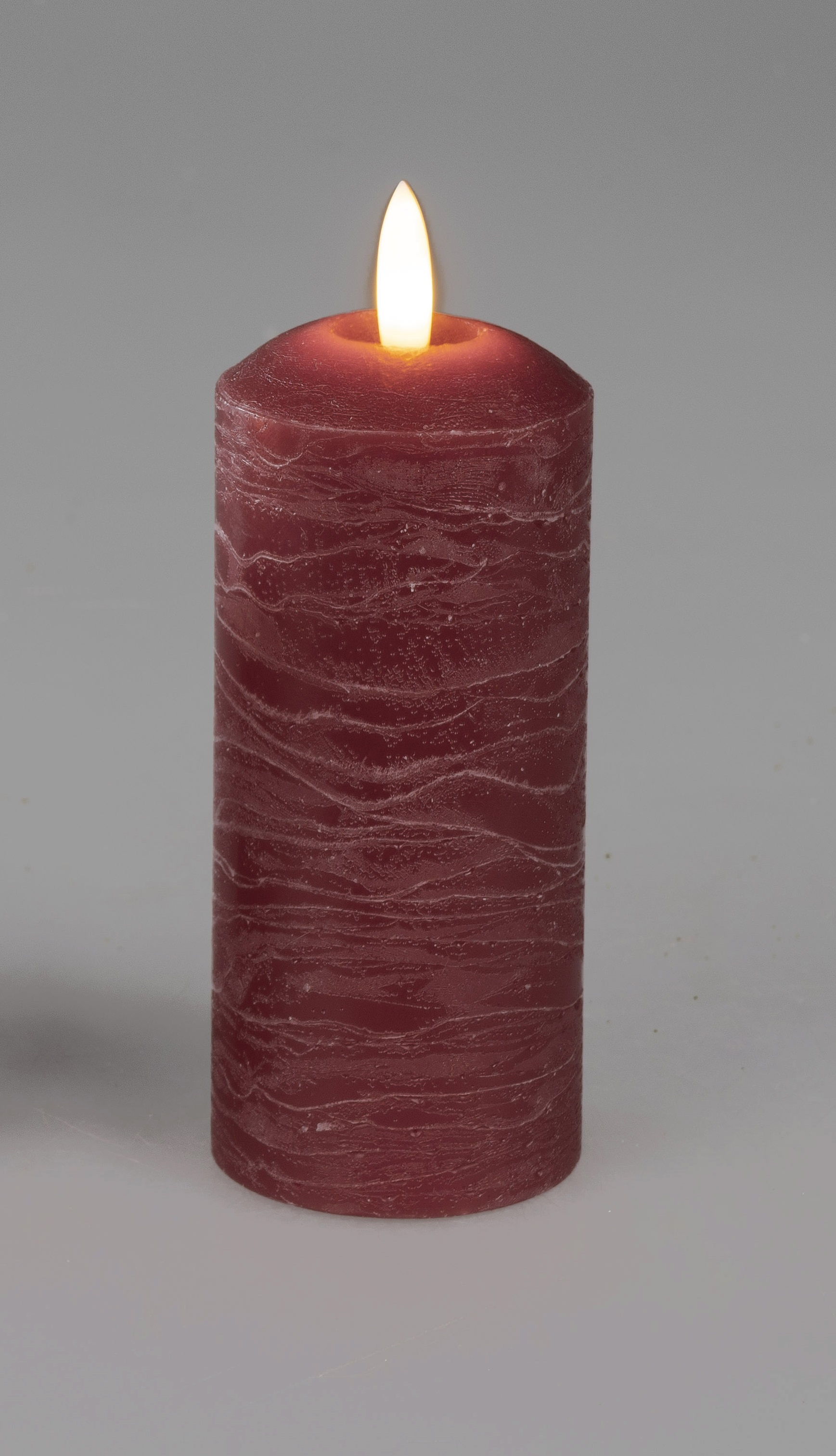 LED-Kerze 5x12cm Rustik-bordeaux Stumpen Wachskerze mit Timerfunktion Formano 