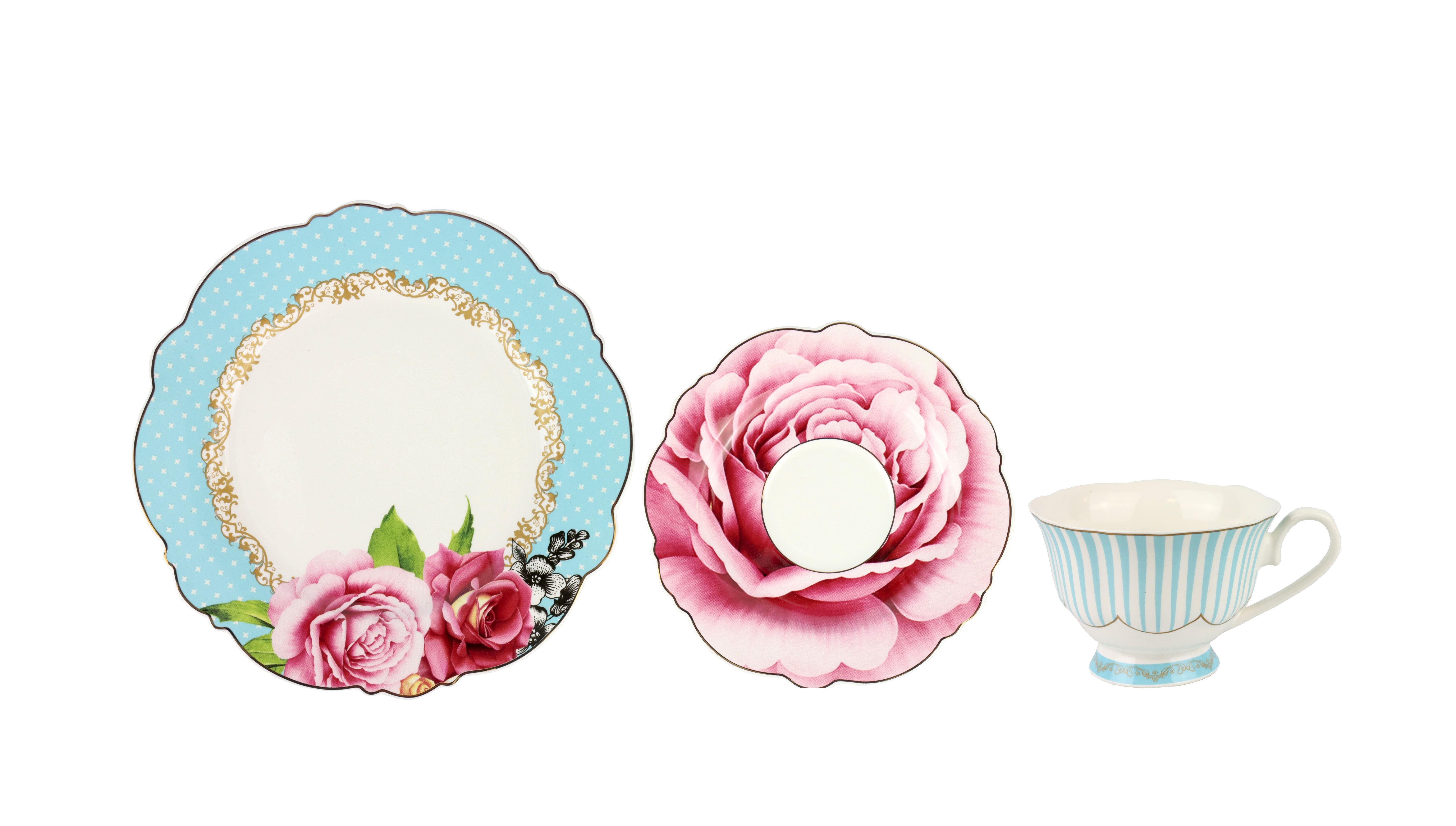 12 Tlg. -Set Kaffee-Service "LA ROSE" Porzellan, „Rosen muster Geschirr Kaffeeservice HOFF