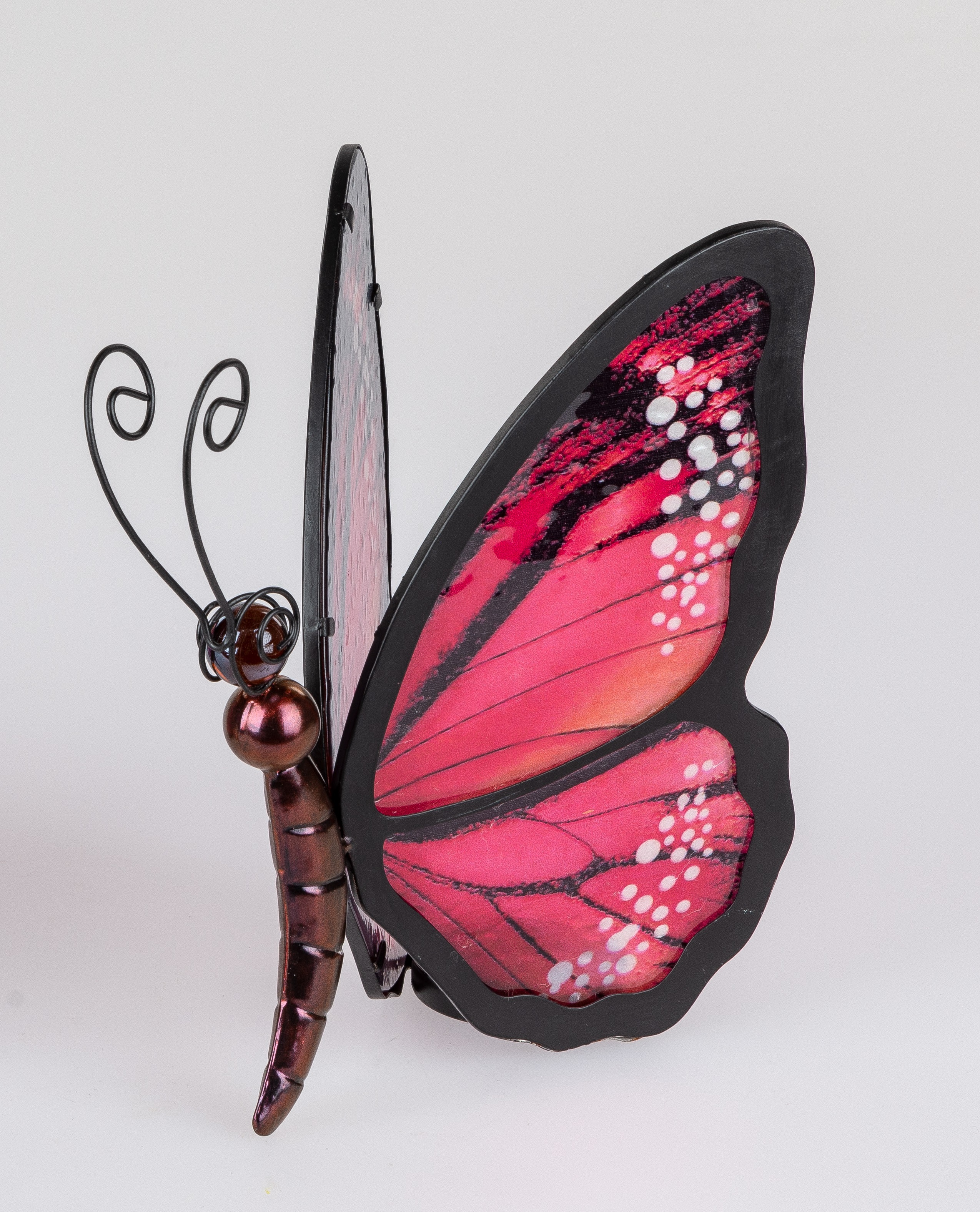 Kerzenhalter Schmetterling  ROT 24cm Metall-Acryl  Teelichthalter Windlicht Formano S24