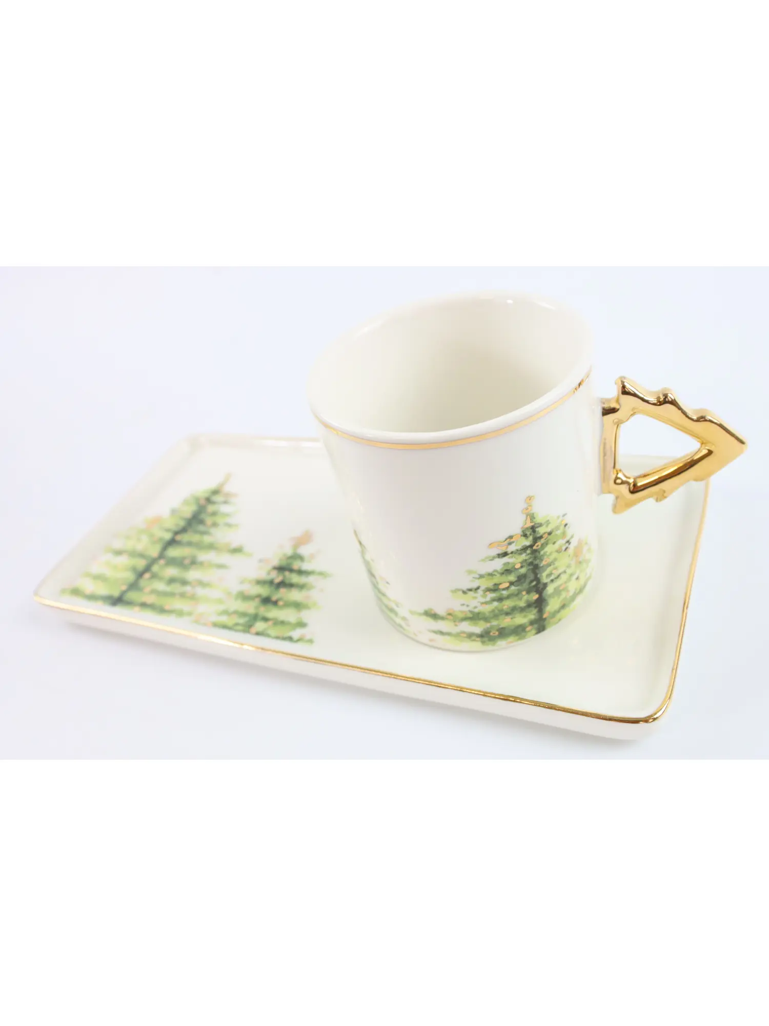 Espresso-2er Set "Forest" aus 4 Teilen Tassen und Untersetzer aus PORZELLAN in Geschenkbox HOFF 