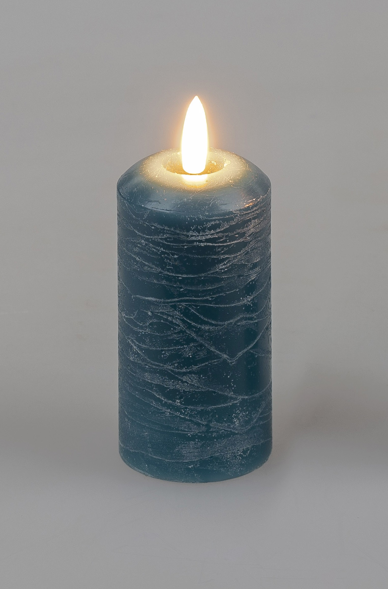 LED-Kerze 5x10cm Rustik-blau Stumpen Wachskerze mit Timerfunktion Formano 