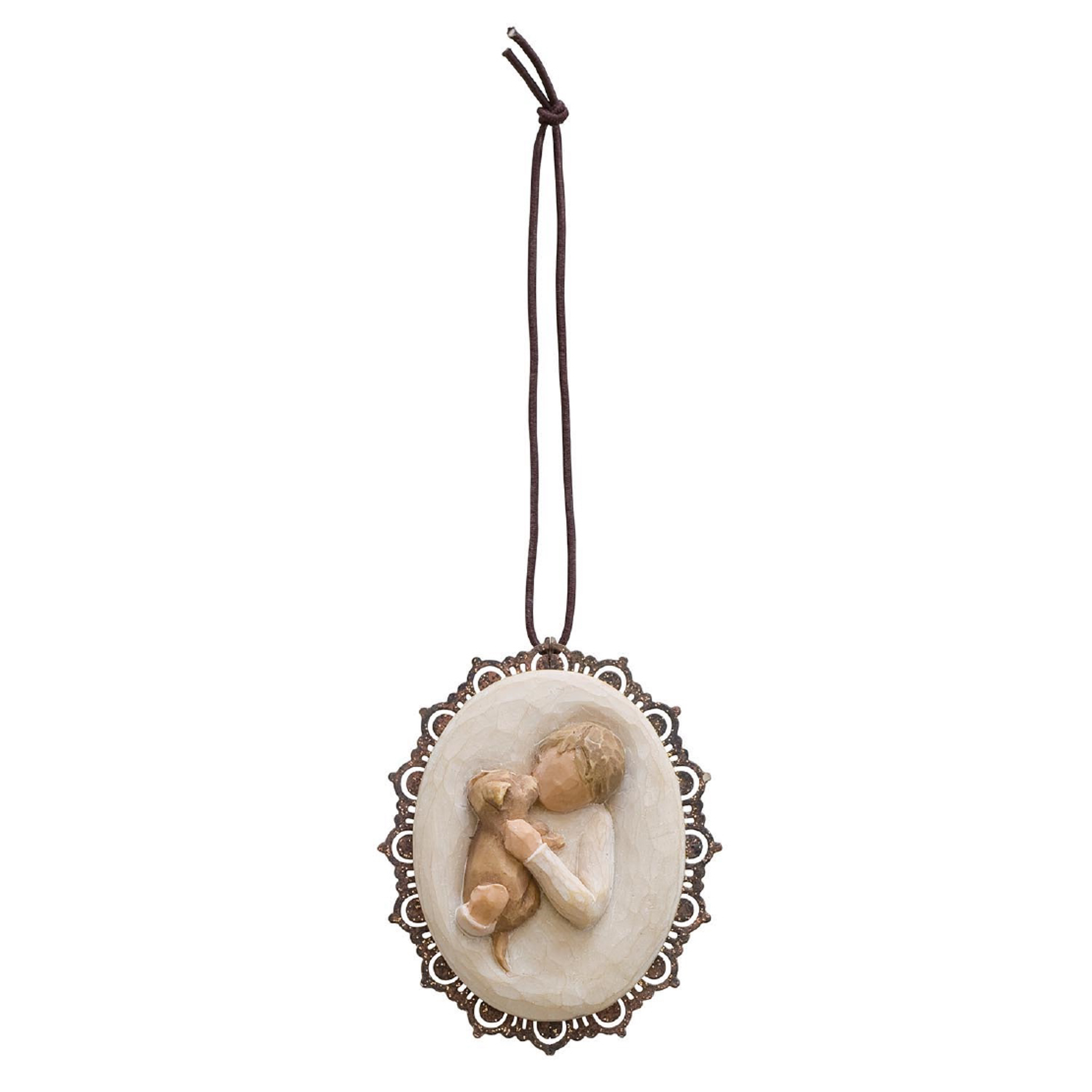 „Kindness (boy)“ Deko-Anhänger Freundlichkeit (Junge) Ornament mit Metallrand Willow Tree zum Aufhängen von Susan Lordi
